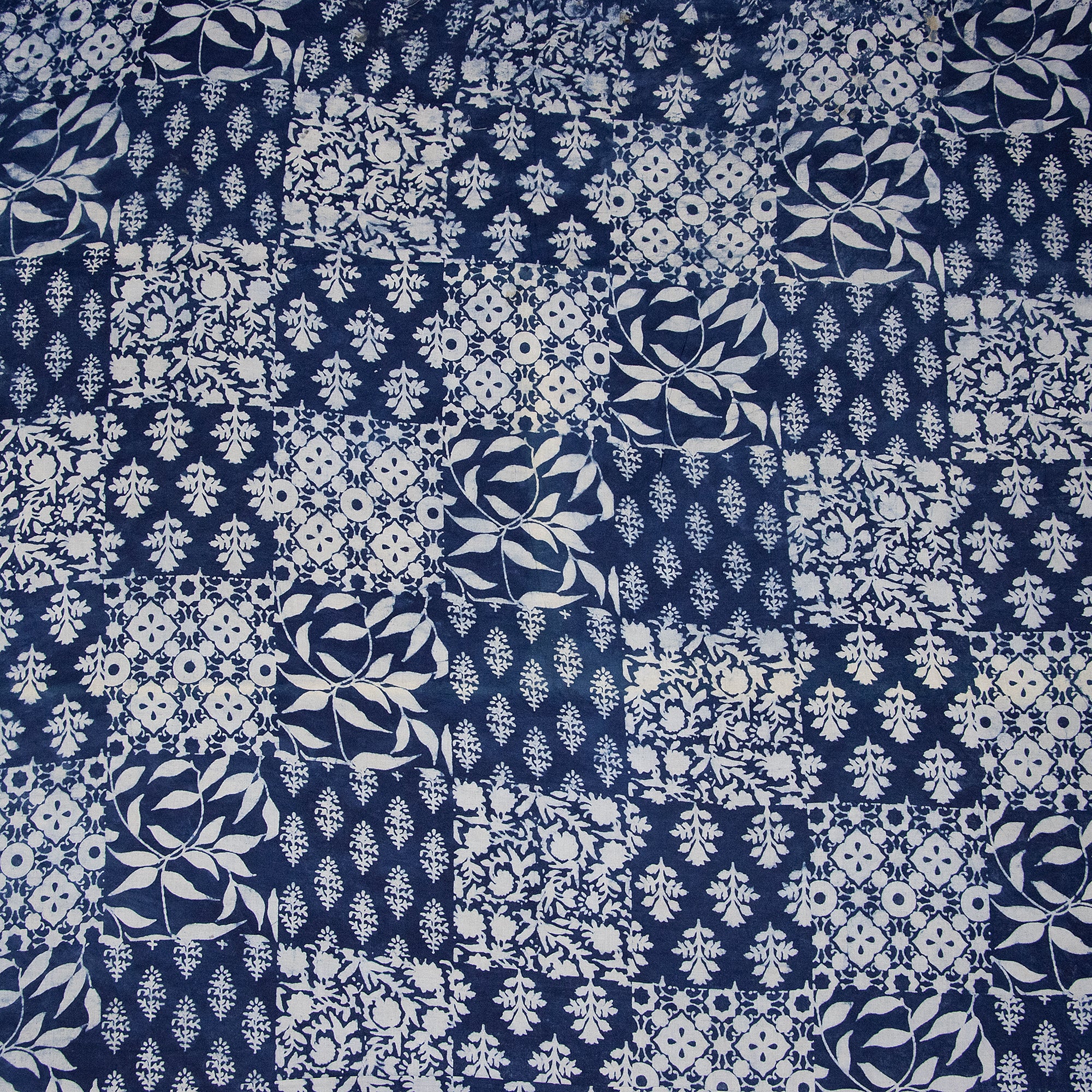 Indigo Patchwork Floral Printed Cotton Material Fabric