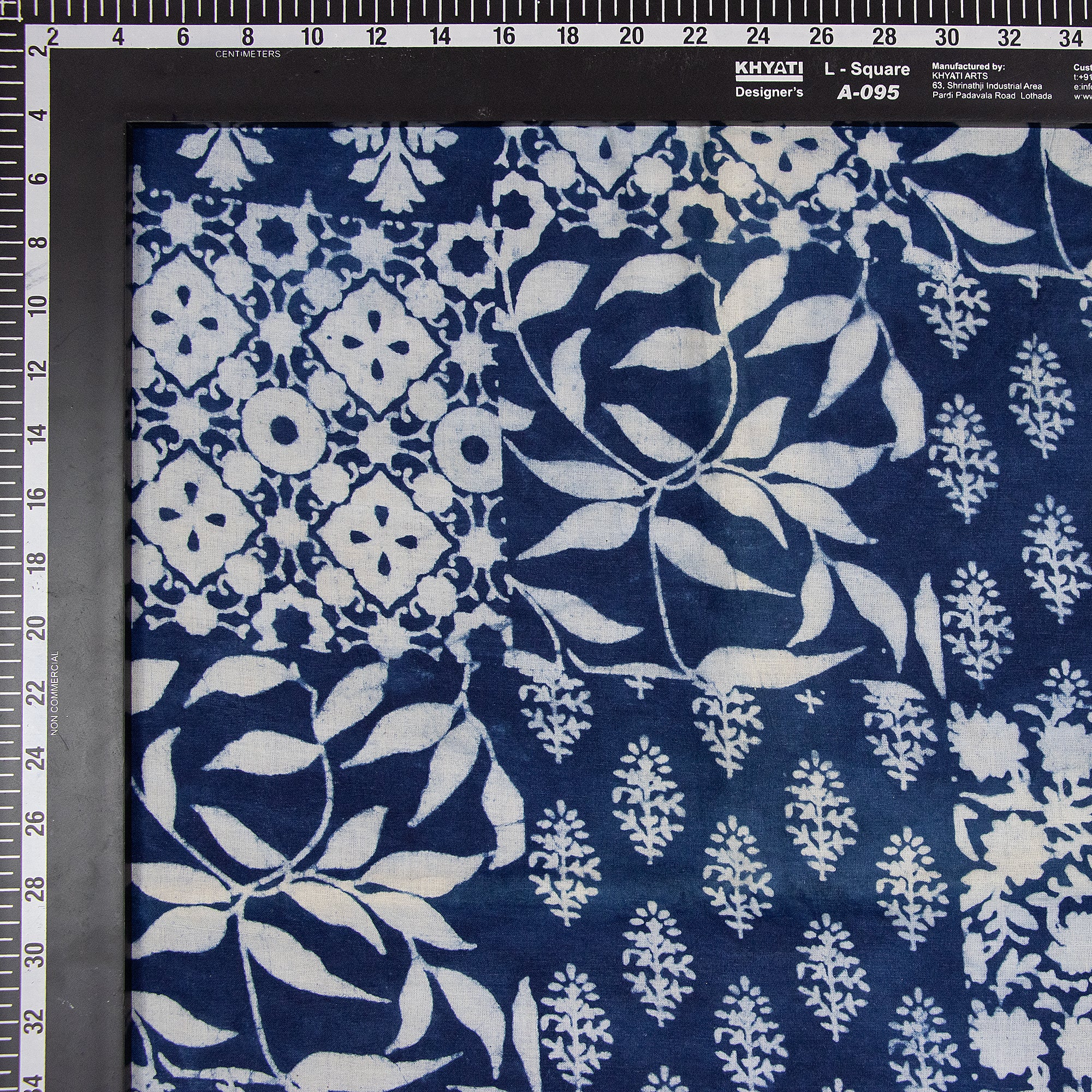 Indigo Patchwork Floral Printed Cotton Material Fabric