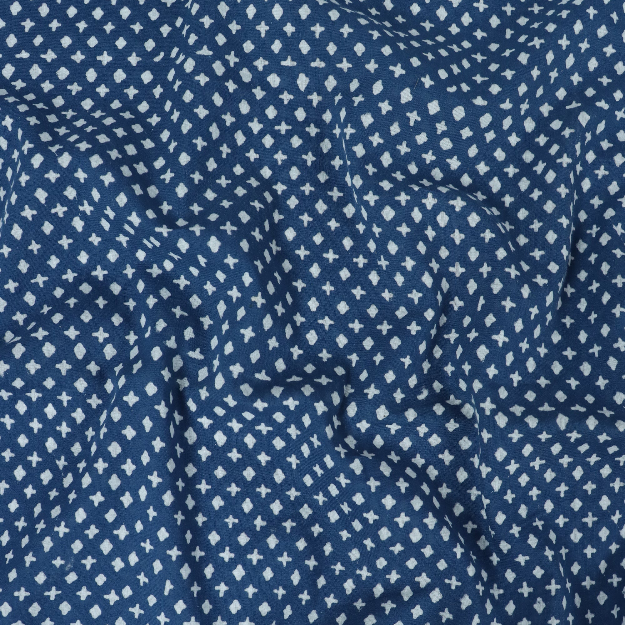 Indigo Star Print Organic Cotton Fabric By The yard