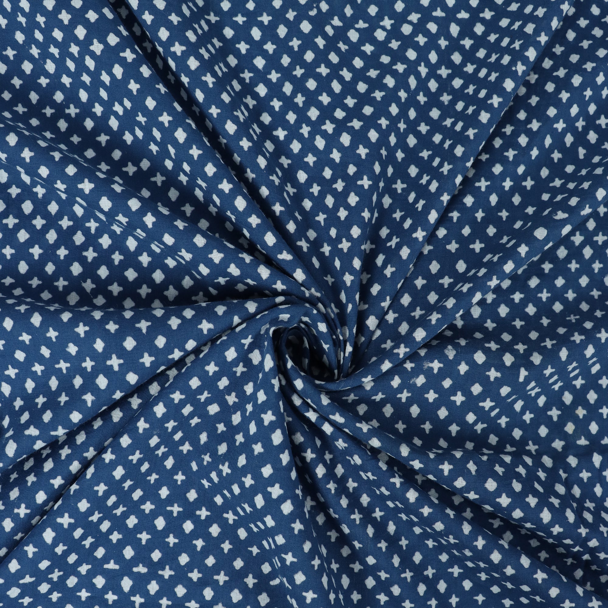 Indigo Star Print Organic Cotton Fabric By The yard