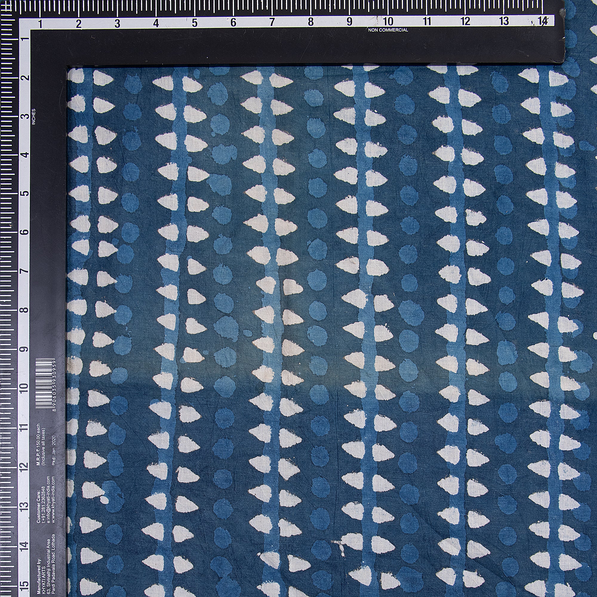 Indigo Stirped Print Soft Organic Cotton Fabric