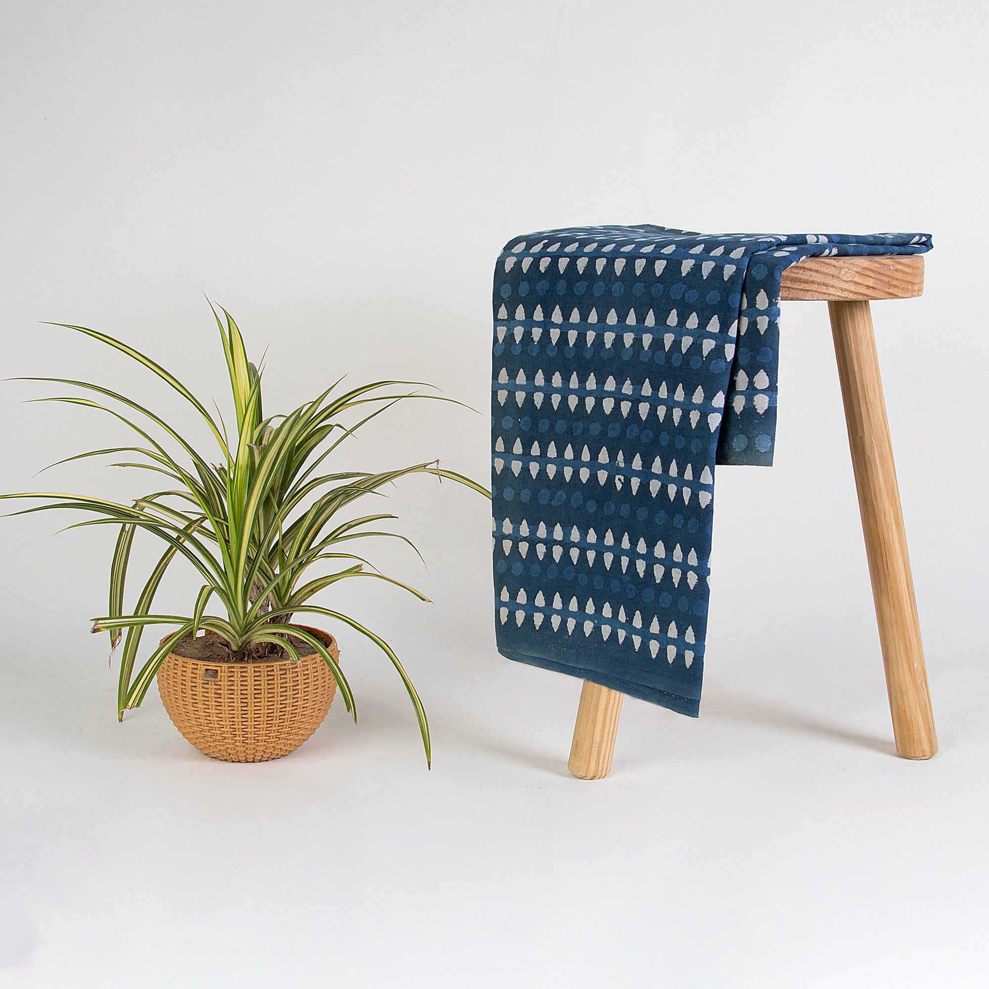 Indigo Stirped Print Soft Organic Cotton Fabric