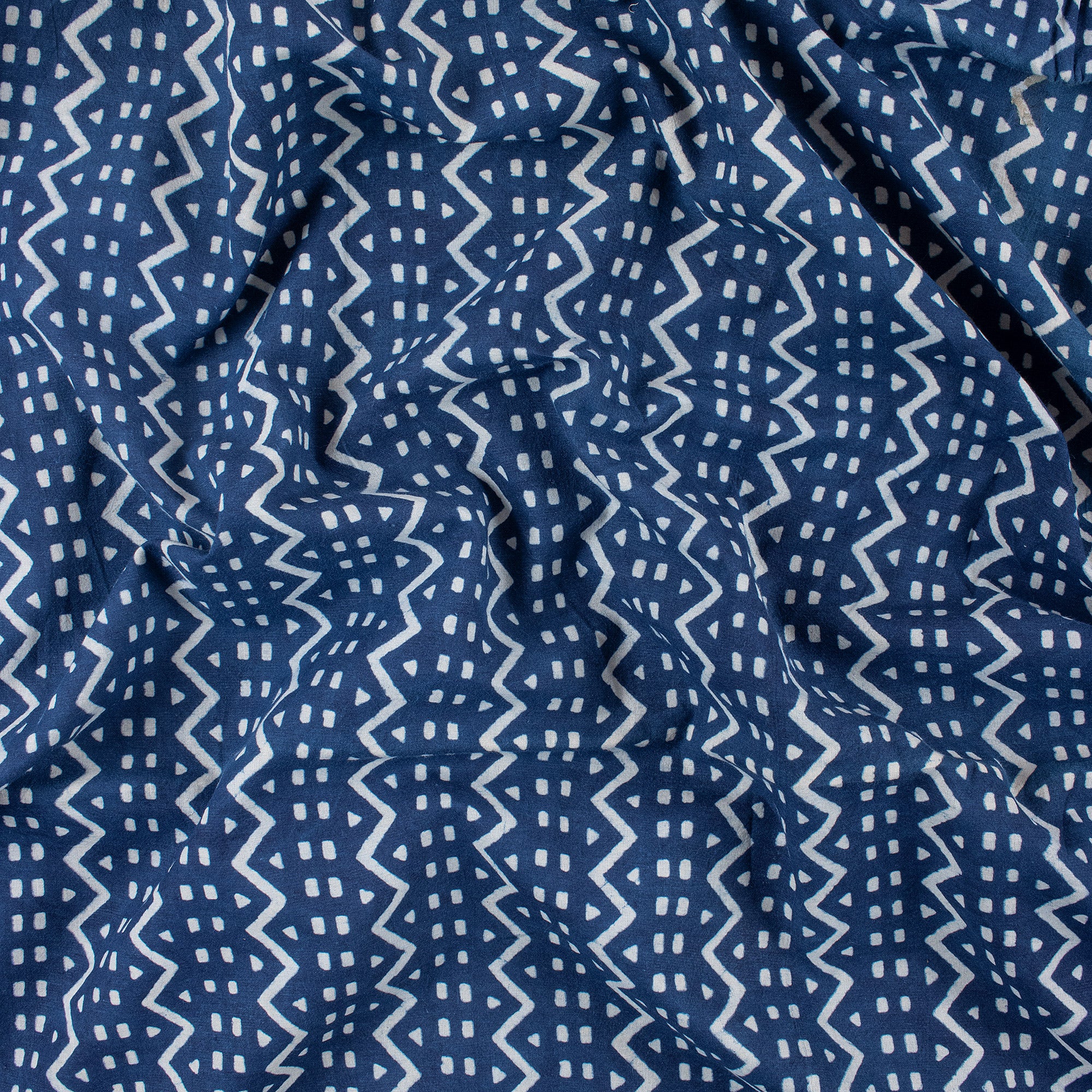 Indigo Wave Printed Cotton Material Fabric