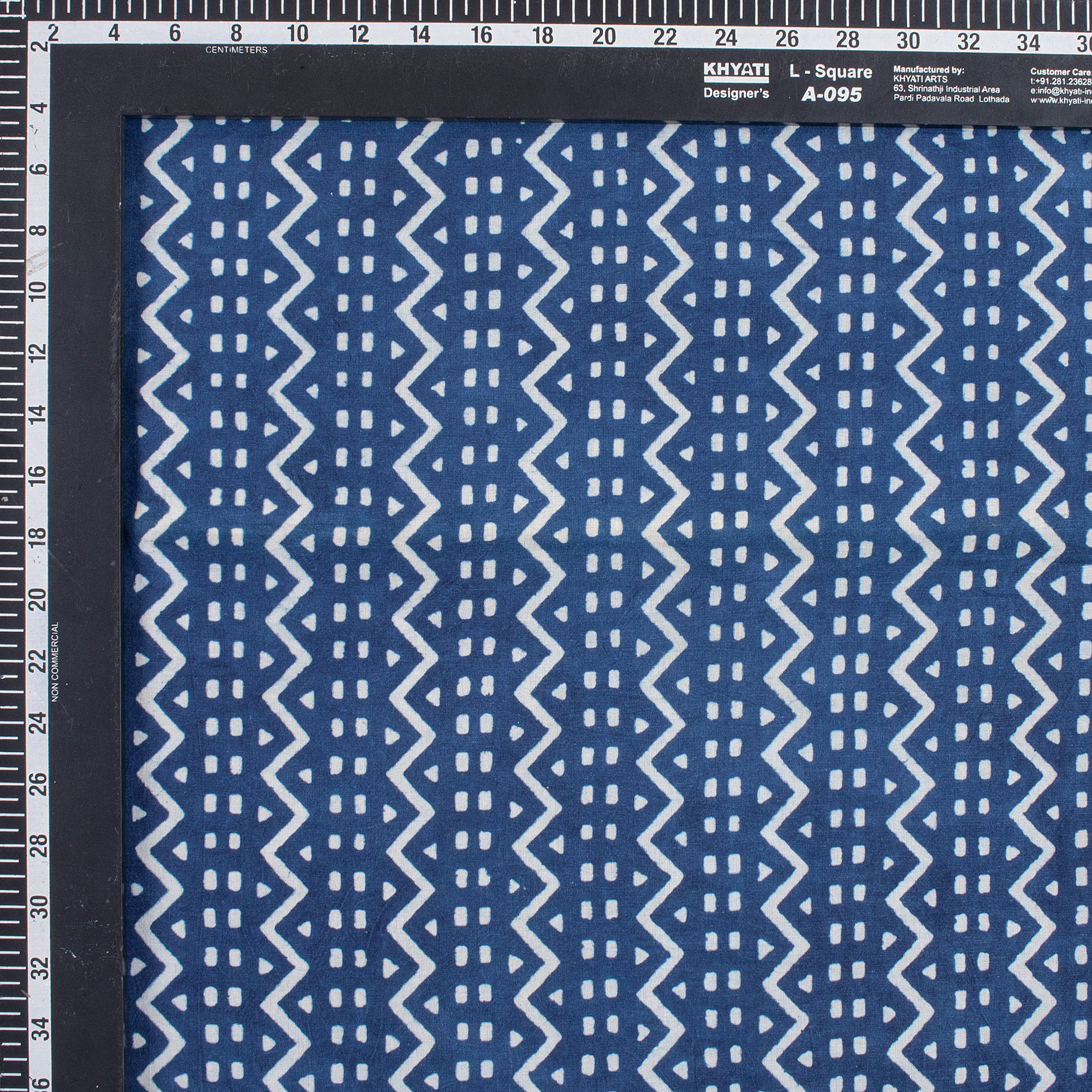 Indigo Wave Printed Cotton Material Fabric