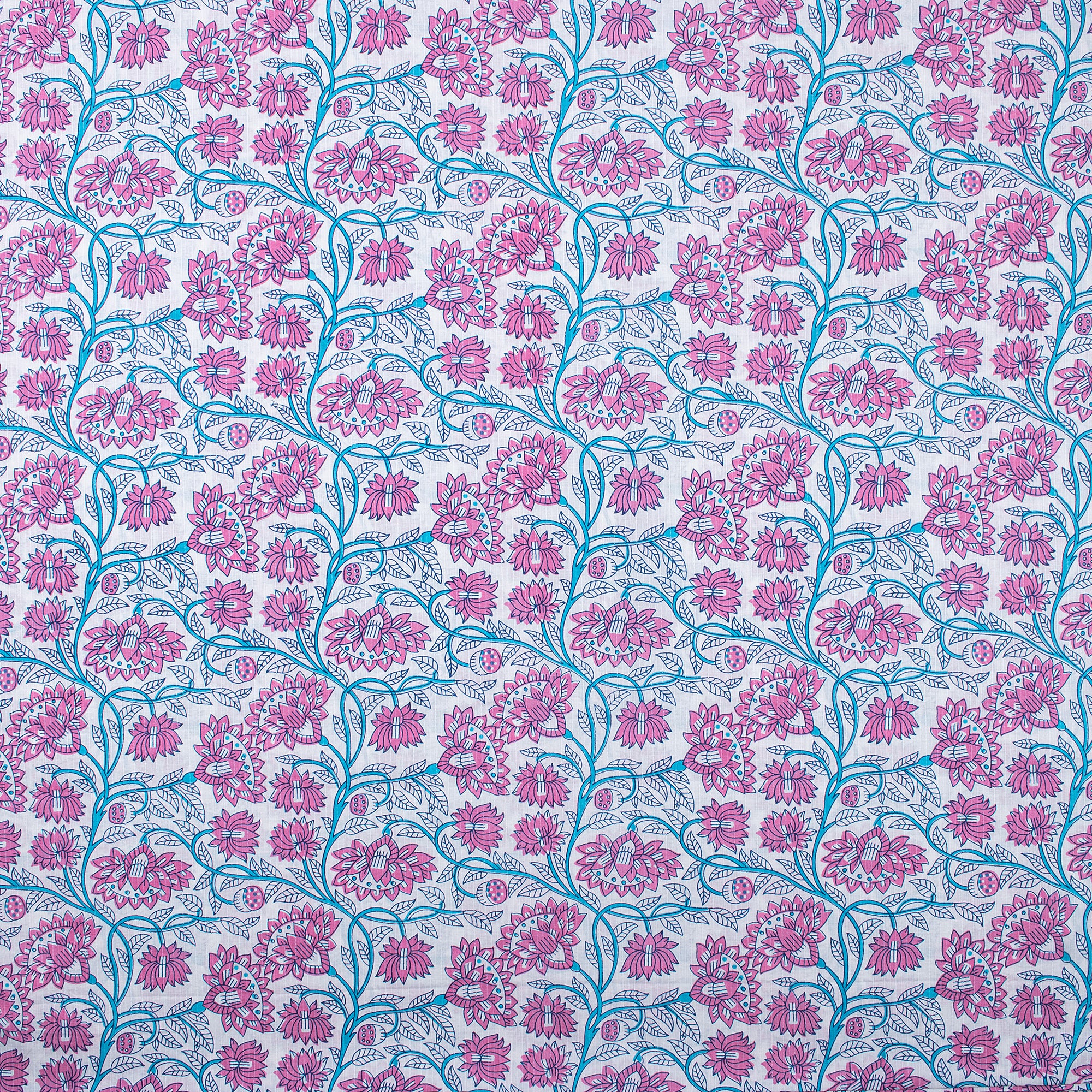 Jaal Hand Block Floral Print Kantha Cotton Fabric
