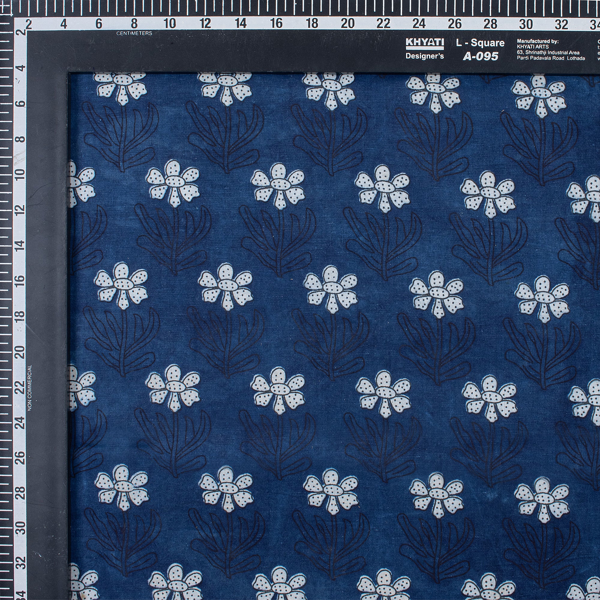 Jaipuri Hand Block Indigo Booti Floral Cotton Fabric by The Yard