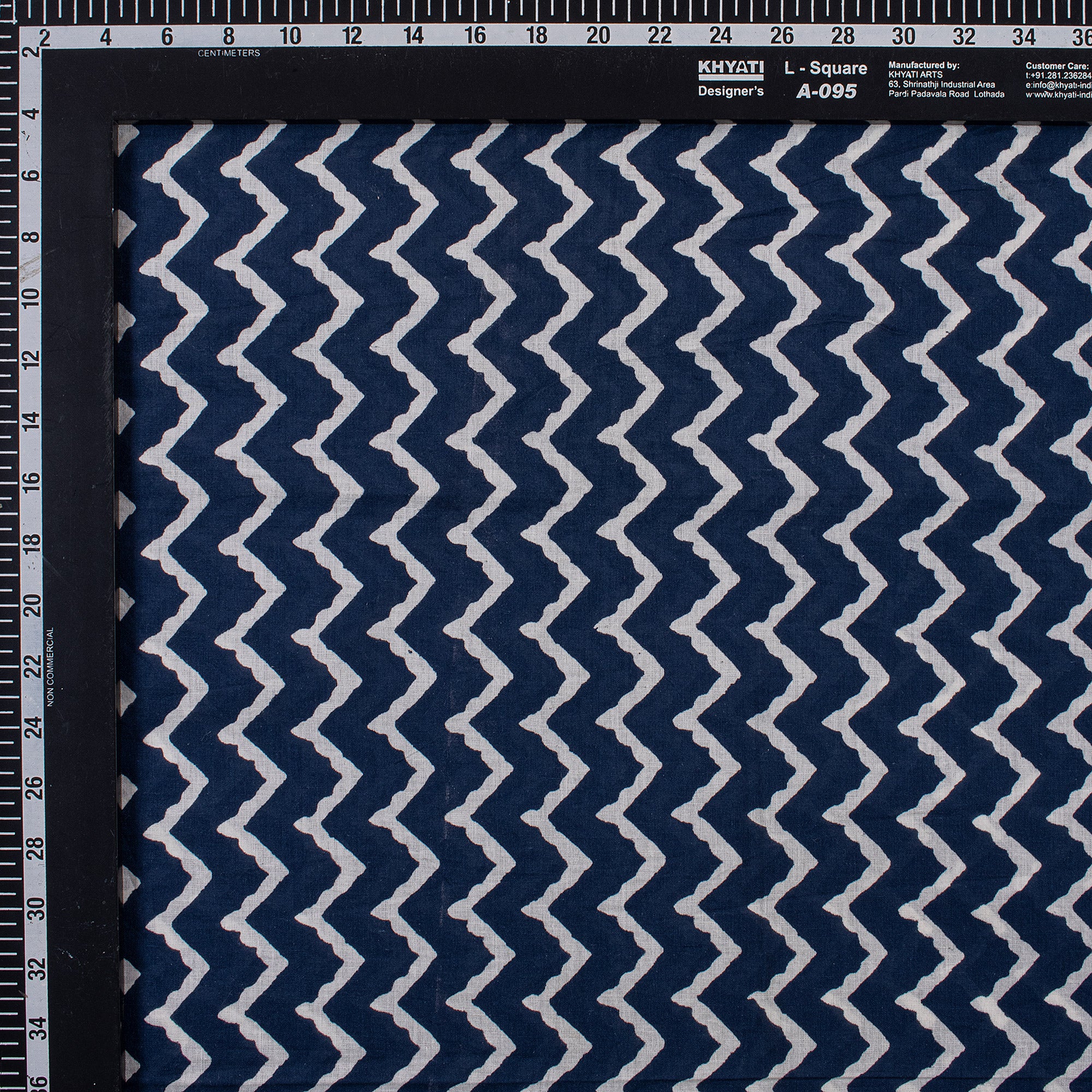 Jaipuri Indigo Blue Wave Print Cotton Fabric