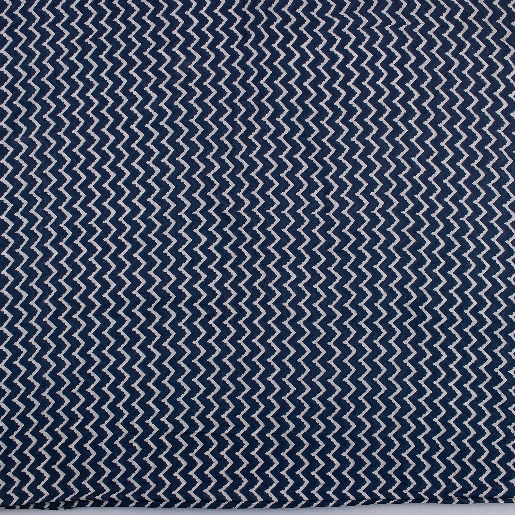 Jaipuri Indigo Blue Wave Print Cotton Fabric