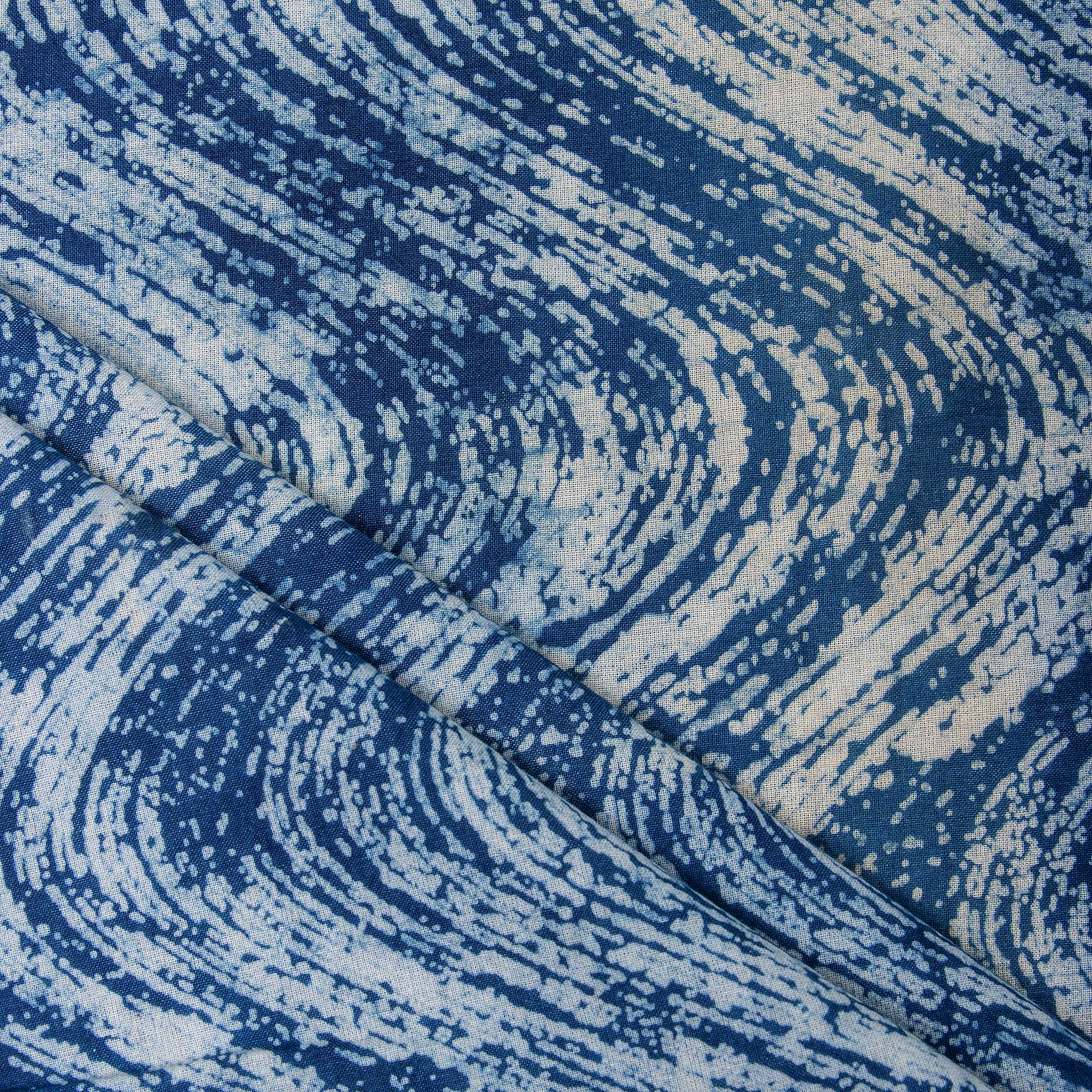 Jaipuri Indigo Blue Wave Print Soft Cotton Yard Fabric
