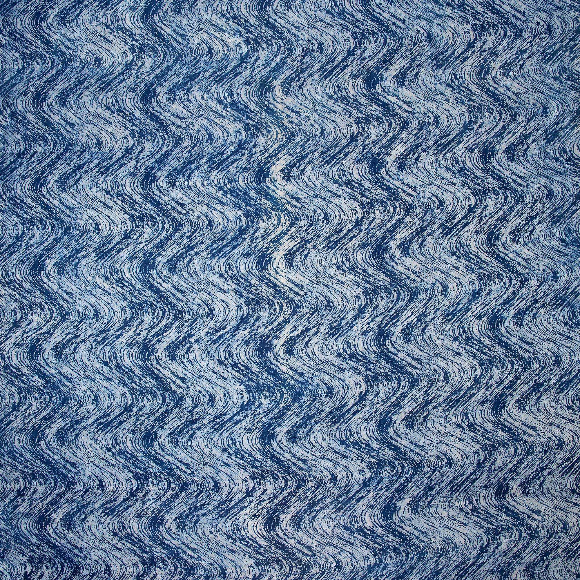 Jaipuri Indigo Blue Wave Print Soft Cotton Yard Fabric