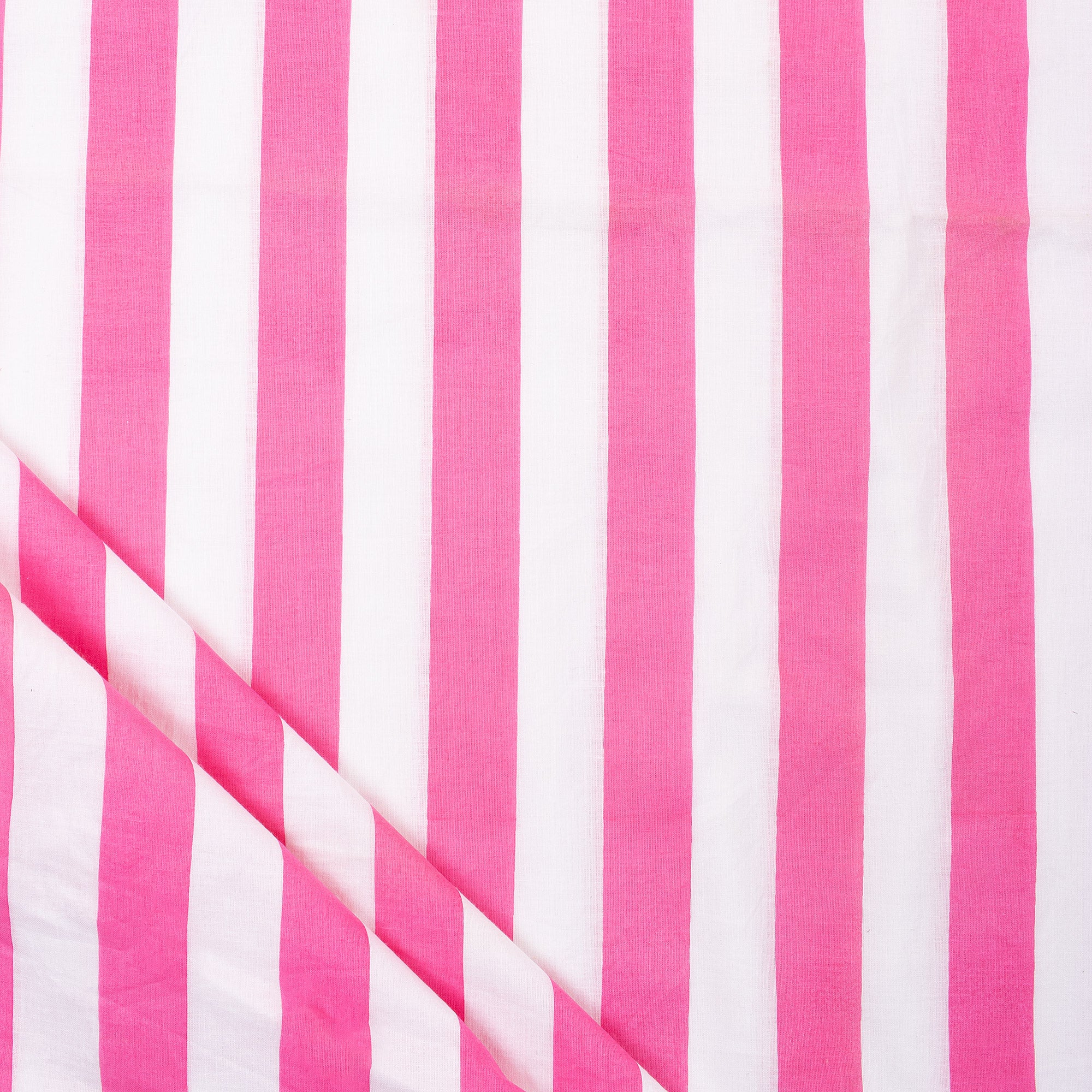 Jaipuri Pink Striped Cotton Hand Block Print Fabric
