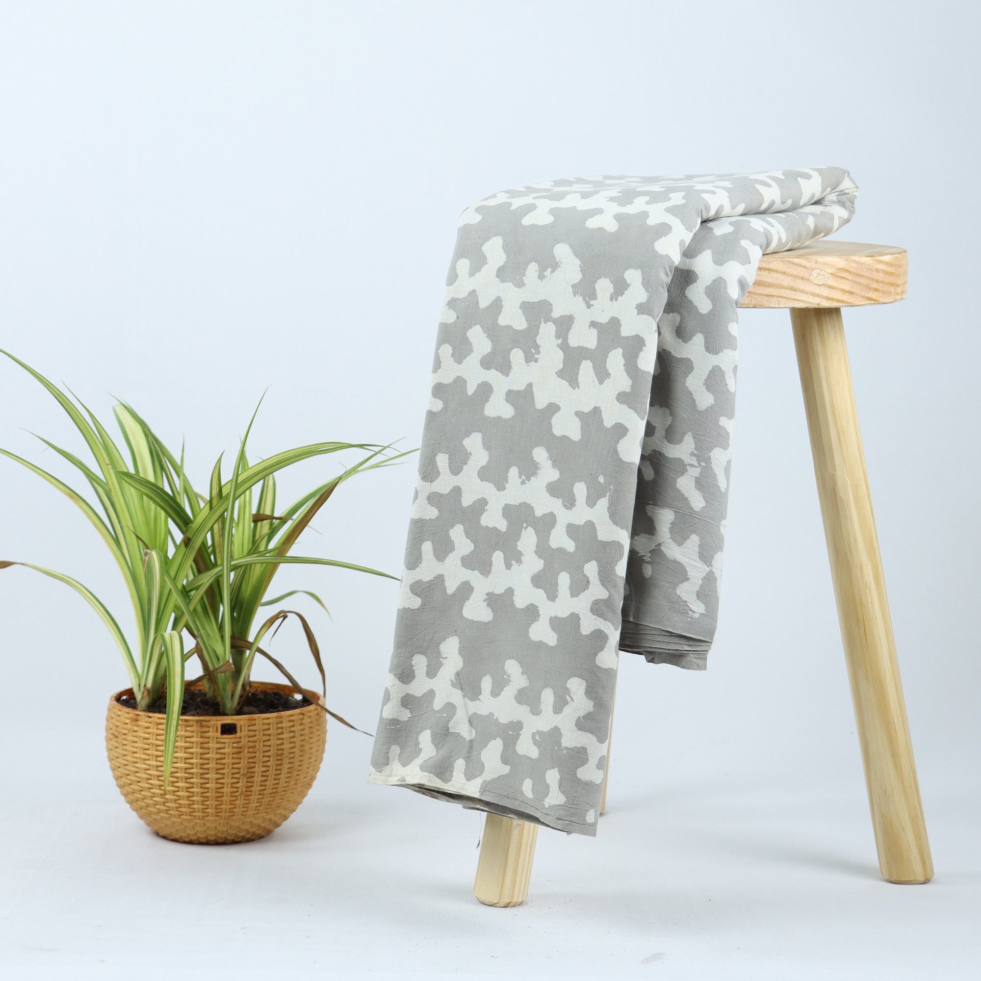 Kashish Gray Cotton Hand Block Print Fabric