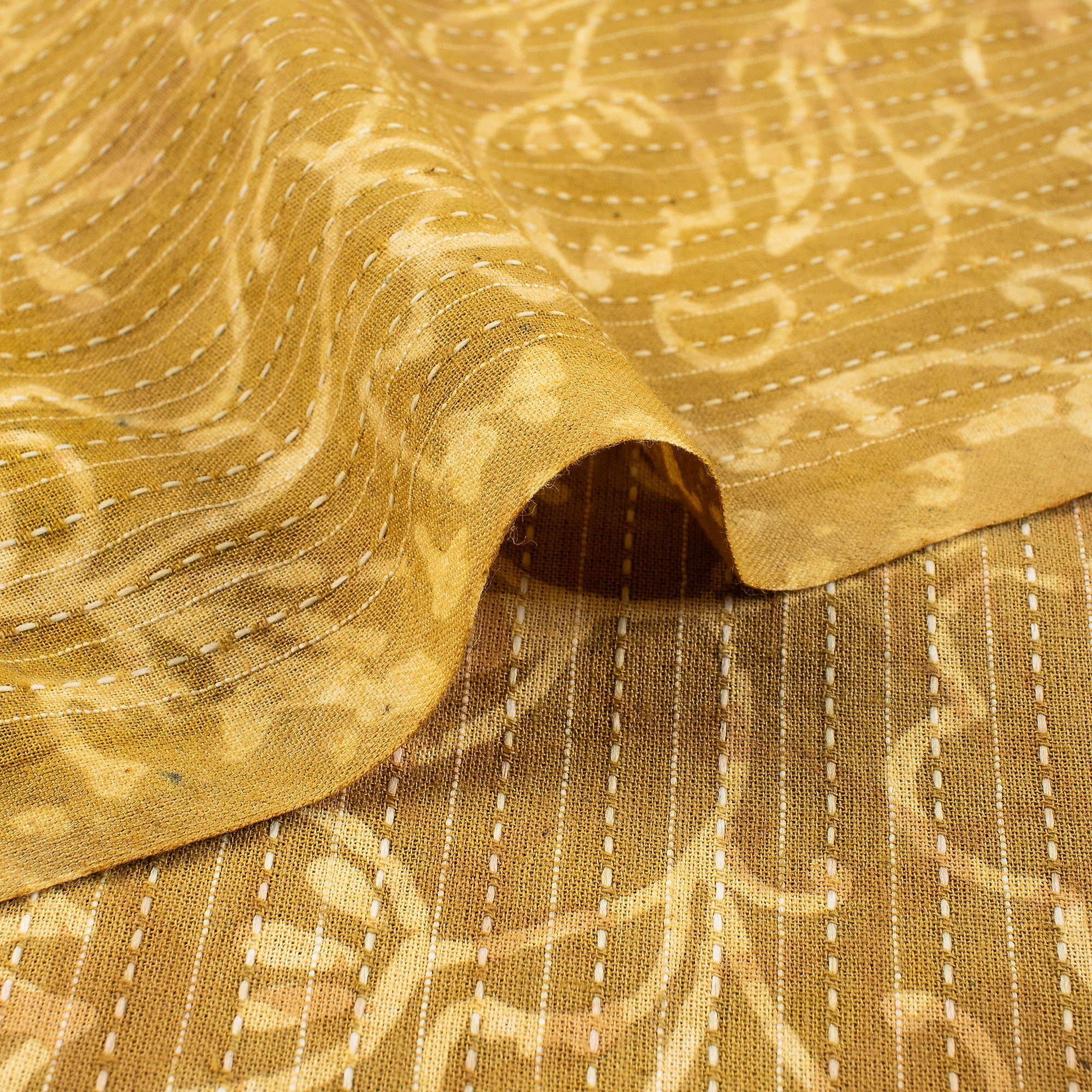 Latest Dabu Floral Hand Printed Kantha Fabric