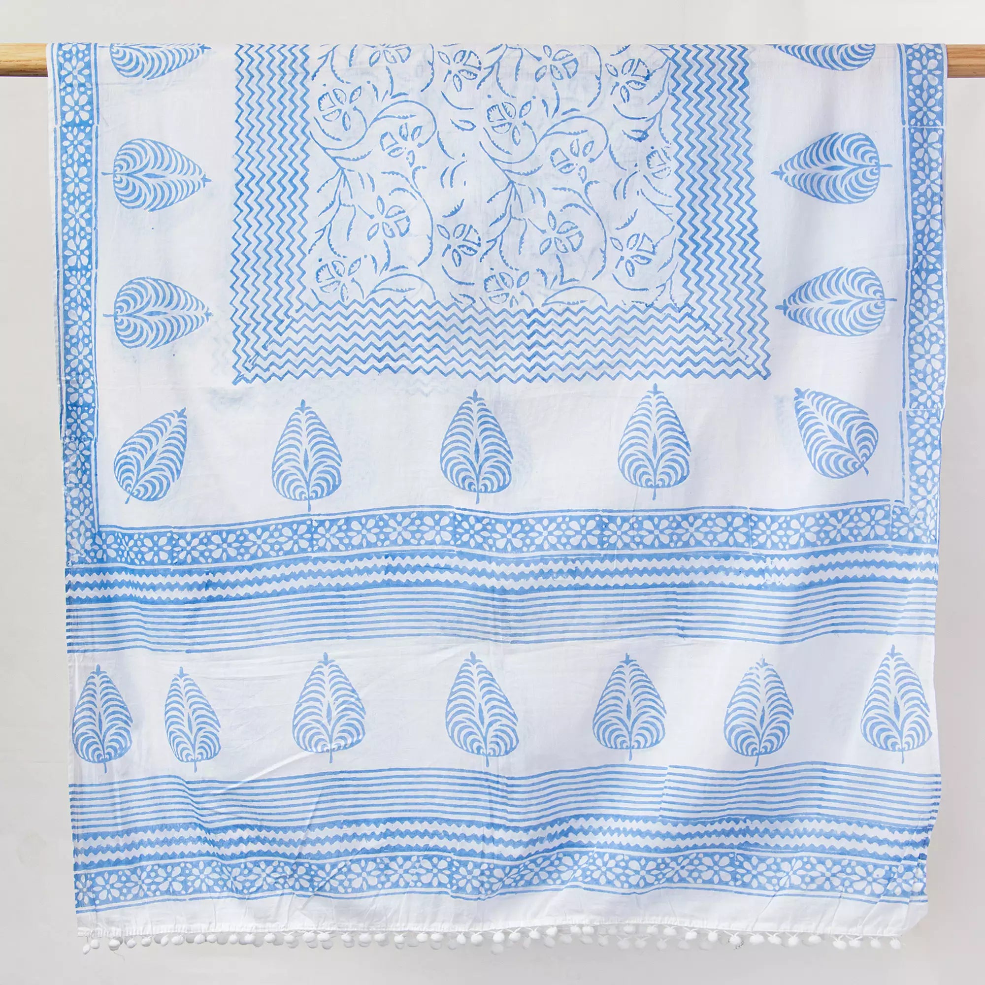 Leaf Hand Block Printed Cotton Dupatta for Women&