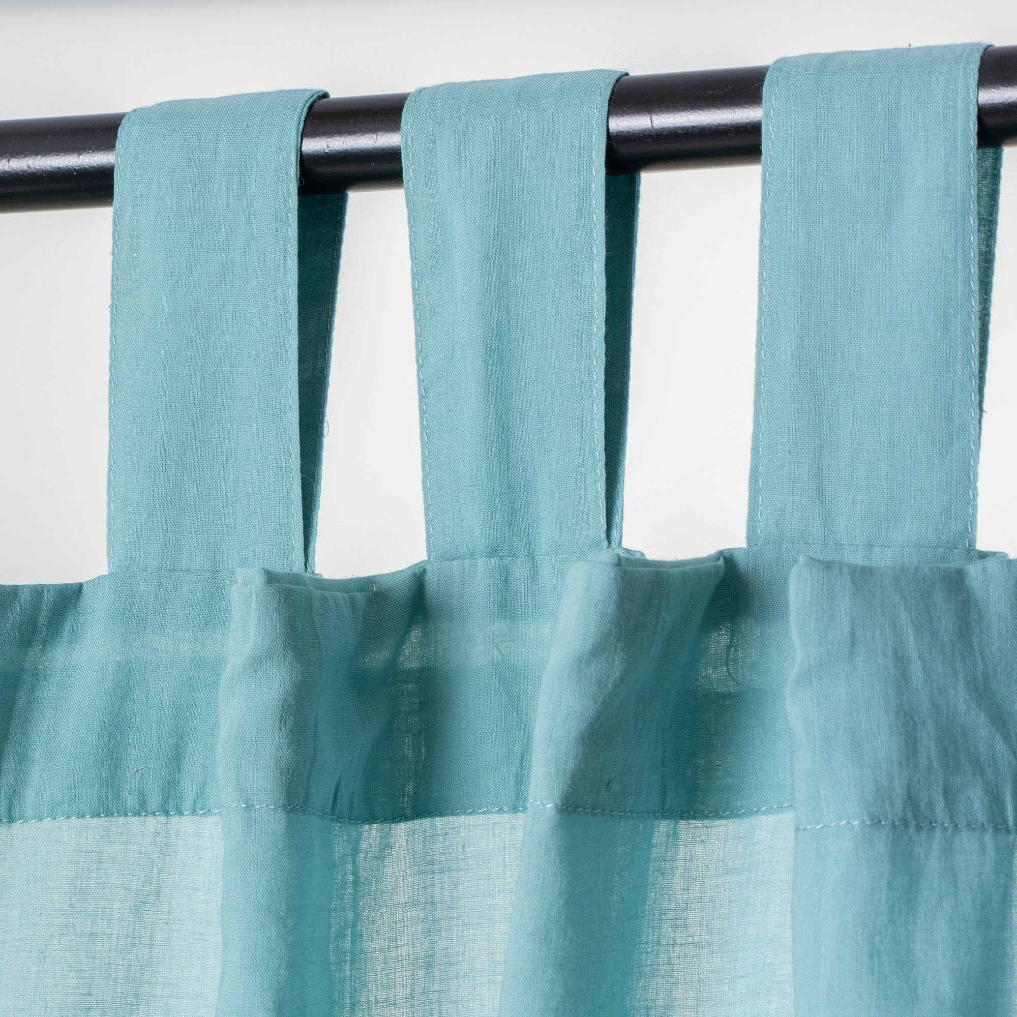 Light Blue Handmade Cotton Cafe Curtains