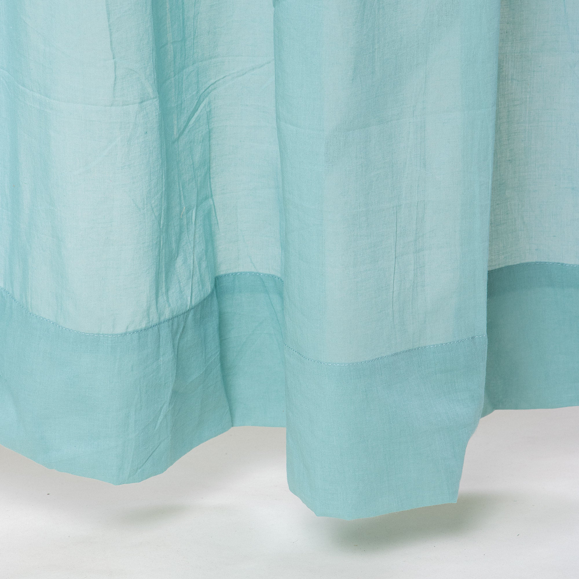 Light Blue Handmade Cotton Cafe Curtains