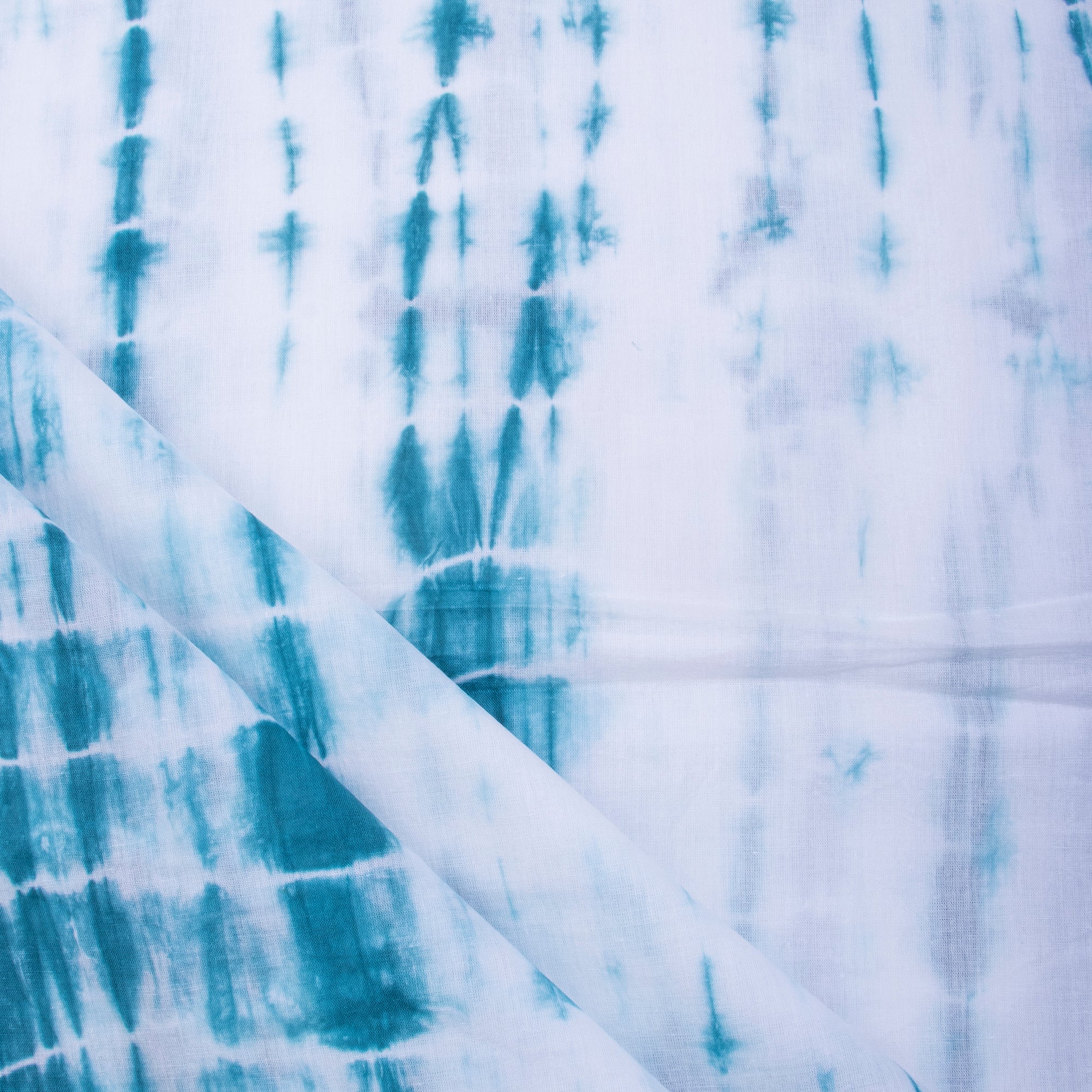 Light Weighted Blue Tie Dye Shibori Cotton Fabric