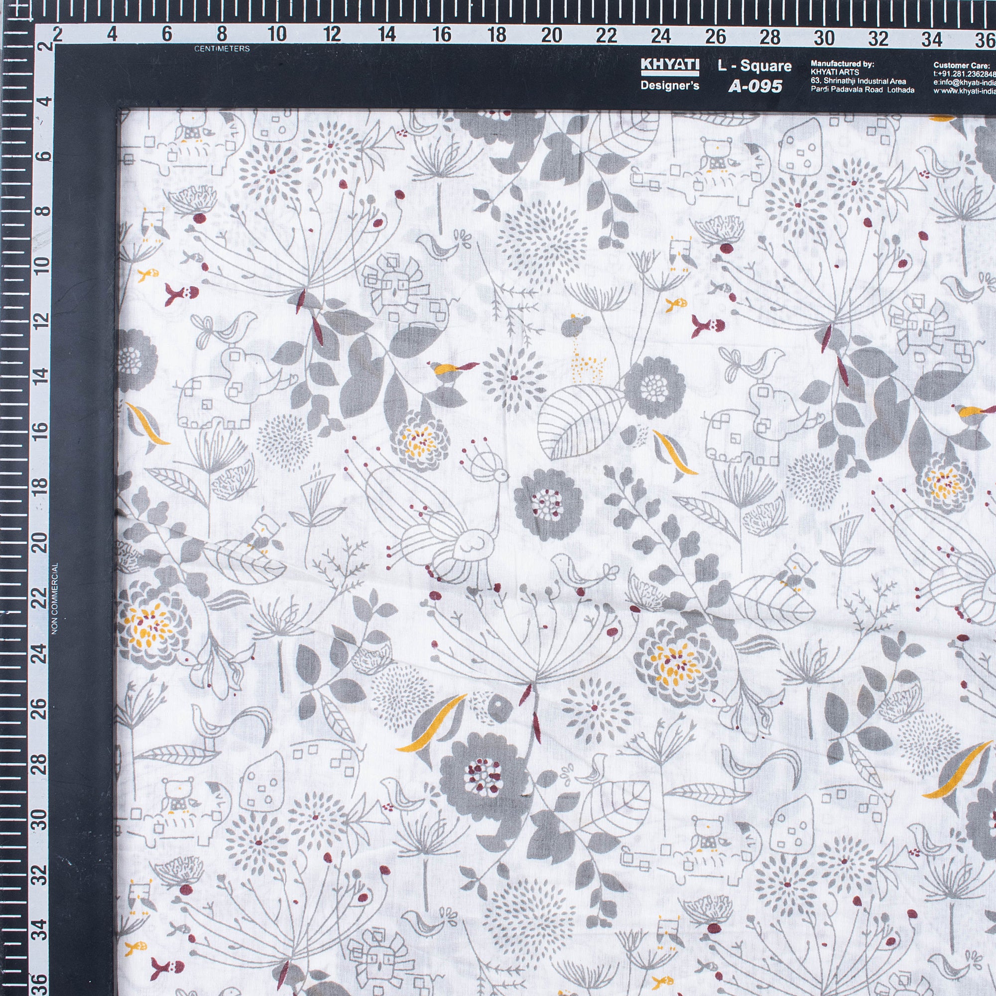 Light Weighted Gray Floral Hand Block Printed Fabric