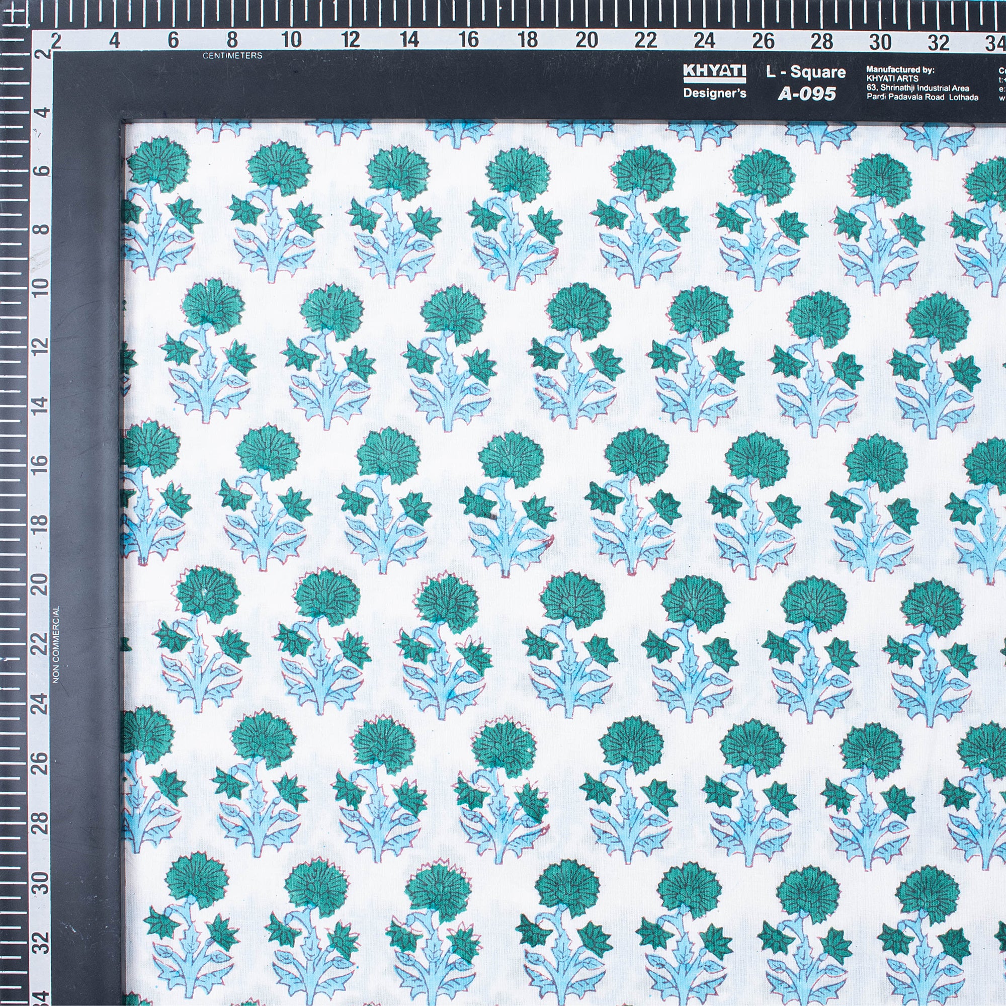 Light Weighted Green Floral Hand Block Printed Cotton Fabric
