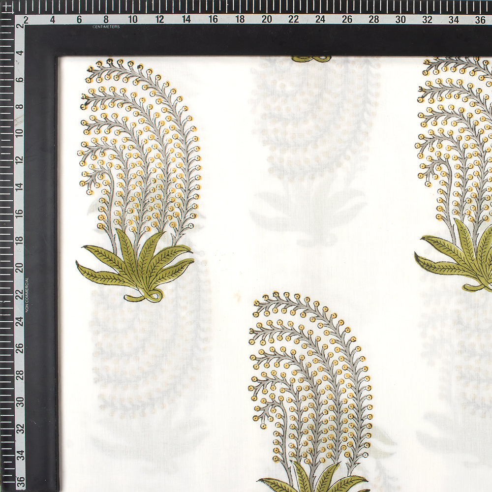 Luxury Green Leaf Hand Block Print Fabric