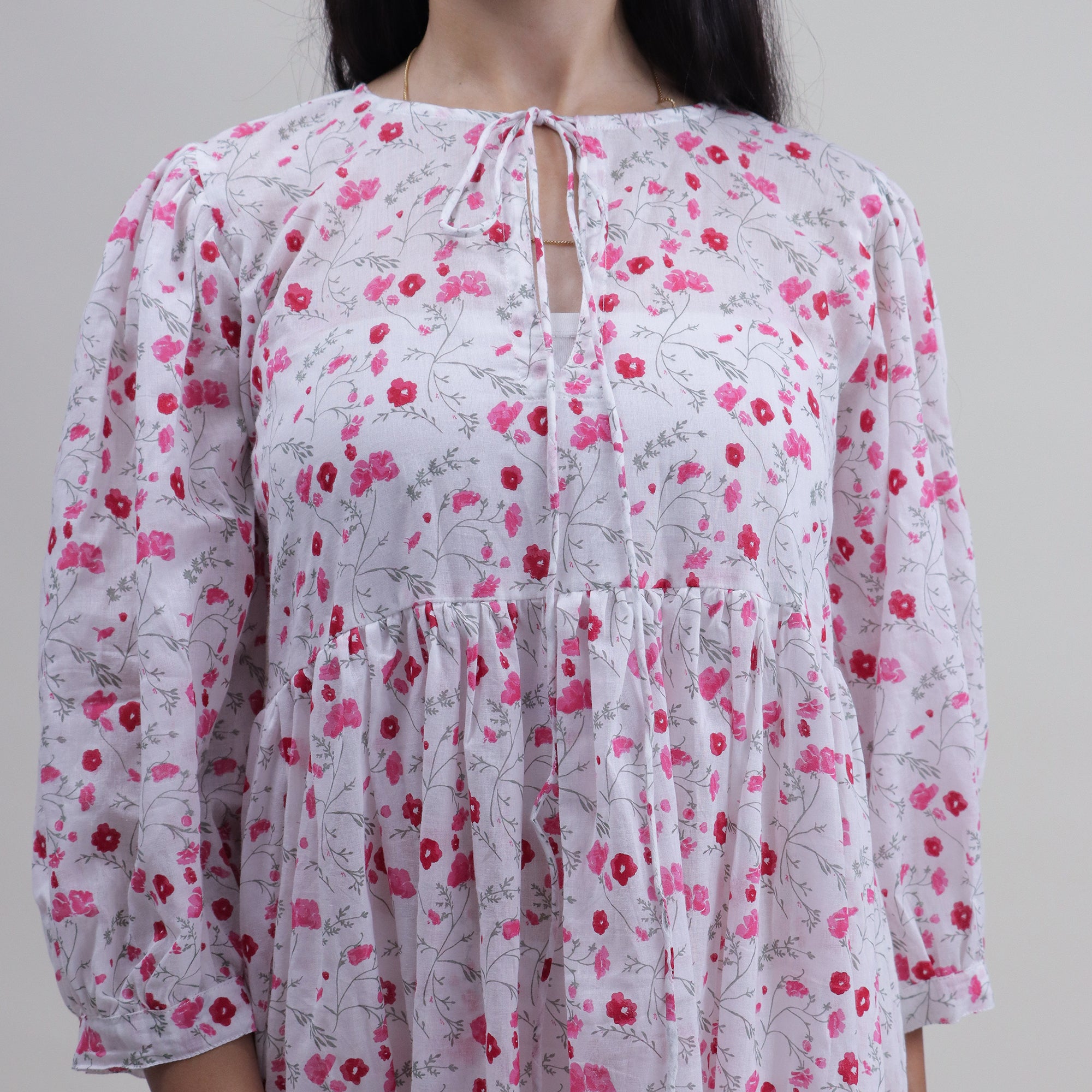 Luxury Red Floral Printed Cotton Modern Women&