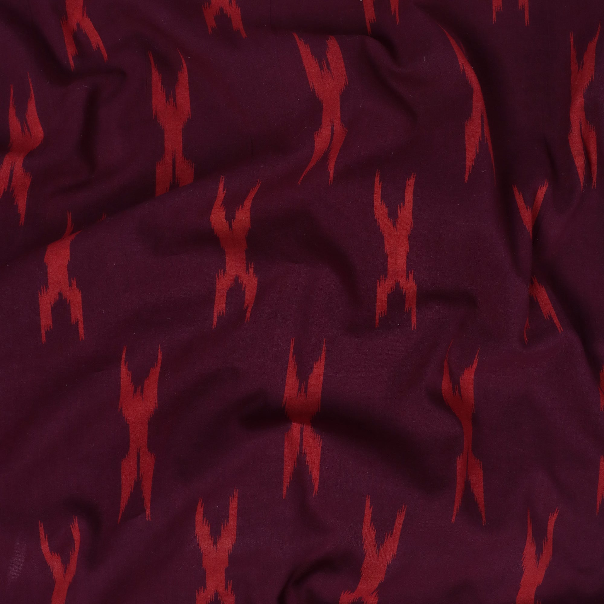 Maroon Indian Hand Block Printed Cotton Dabu Fabric