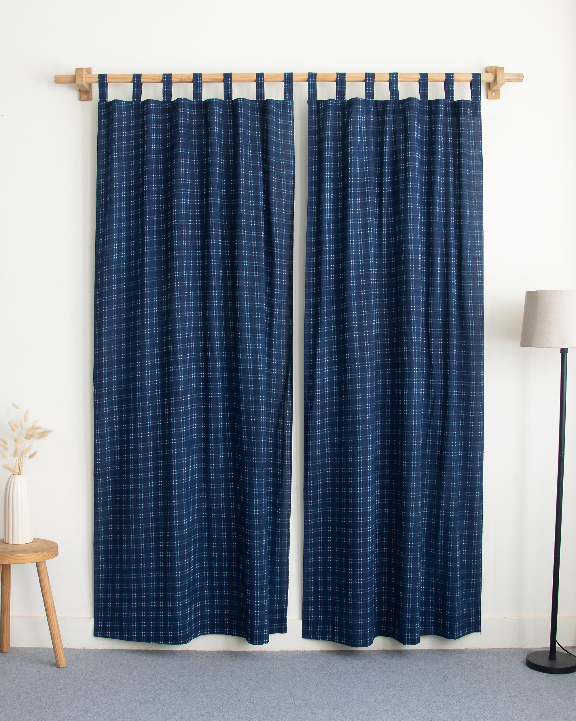 Mini Checks Indian Block Print Livingroom Curtains