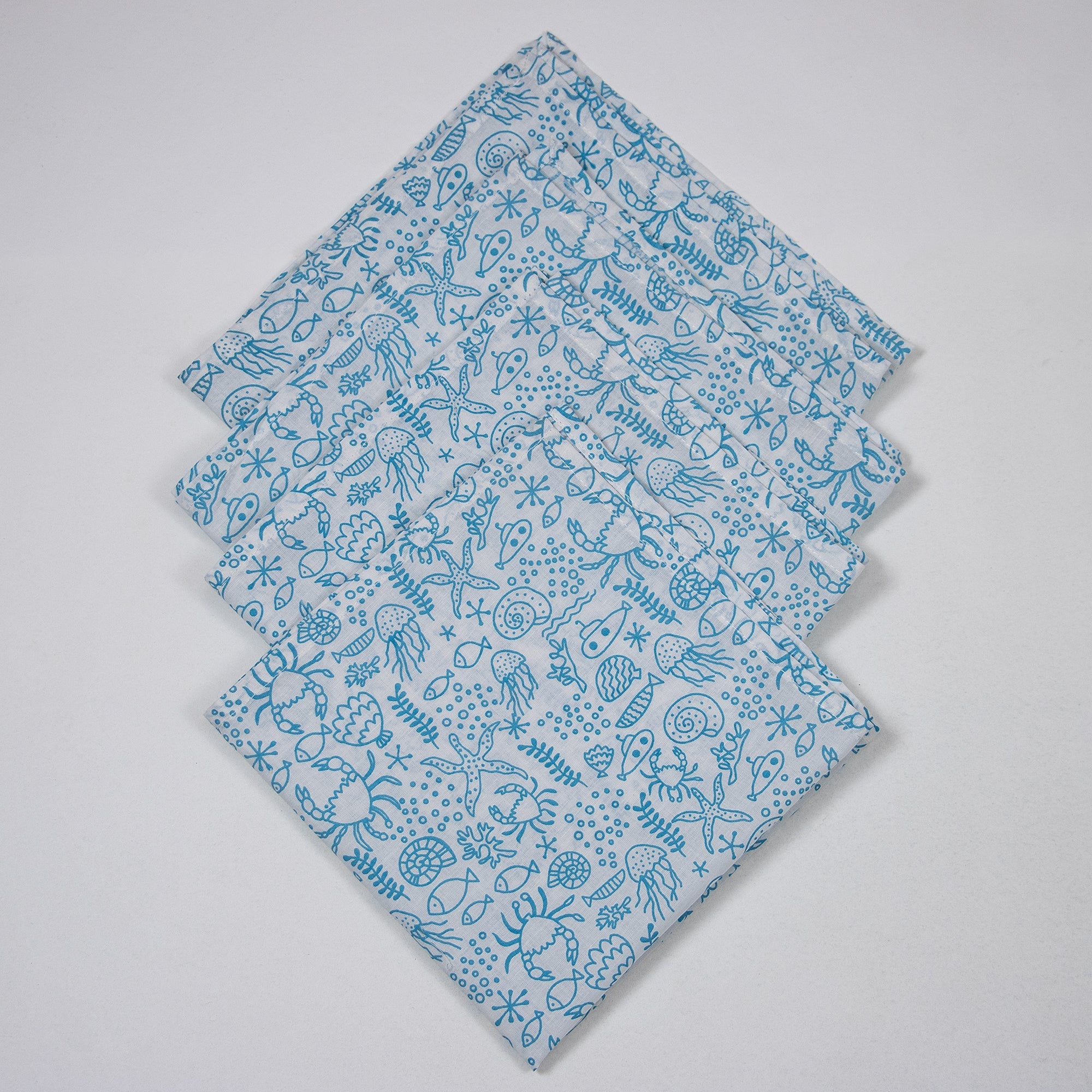 Modern Animal Print Blue Cotton Dinner Napkins