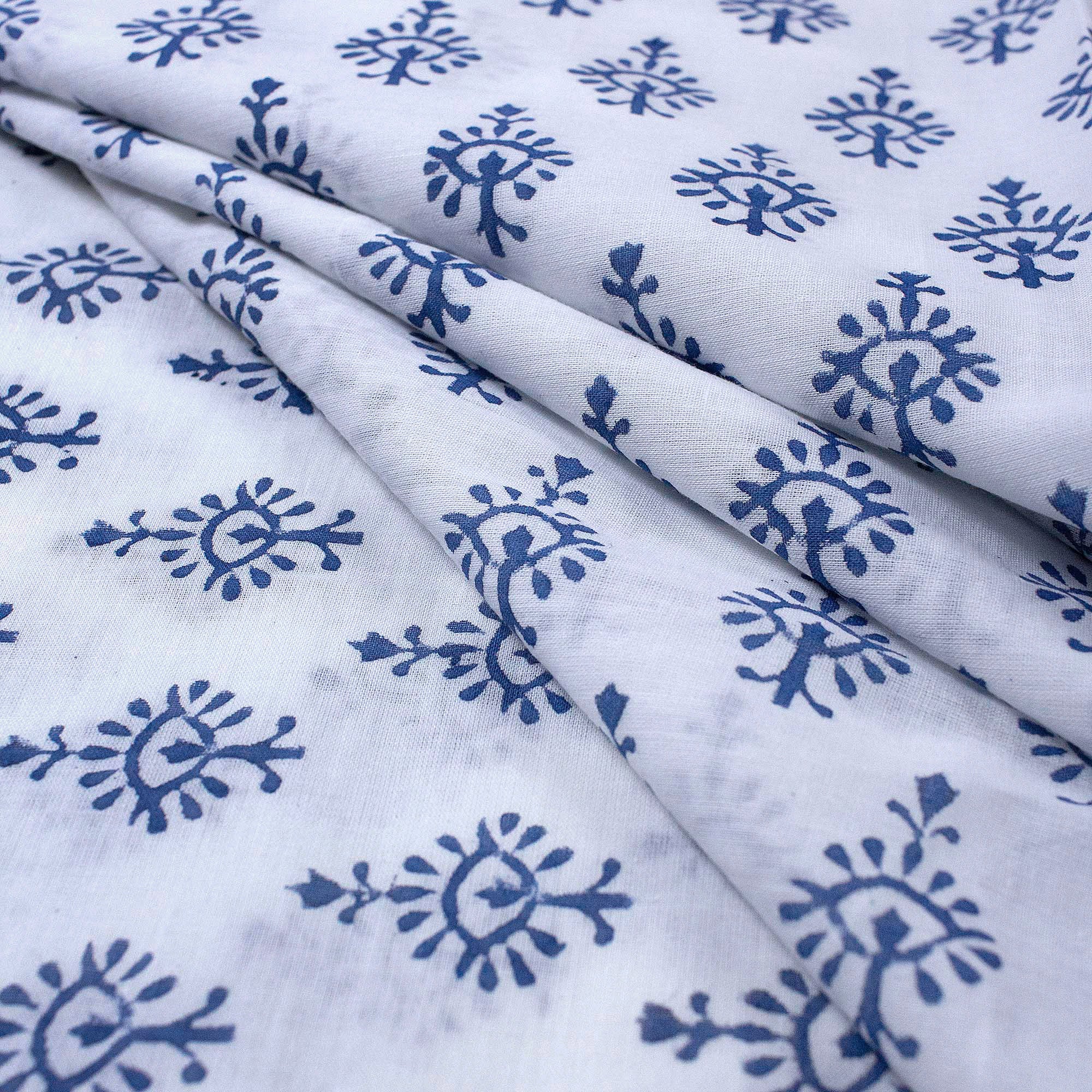 Modern Blue Booti Indian Fabric Cloth Material