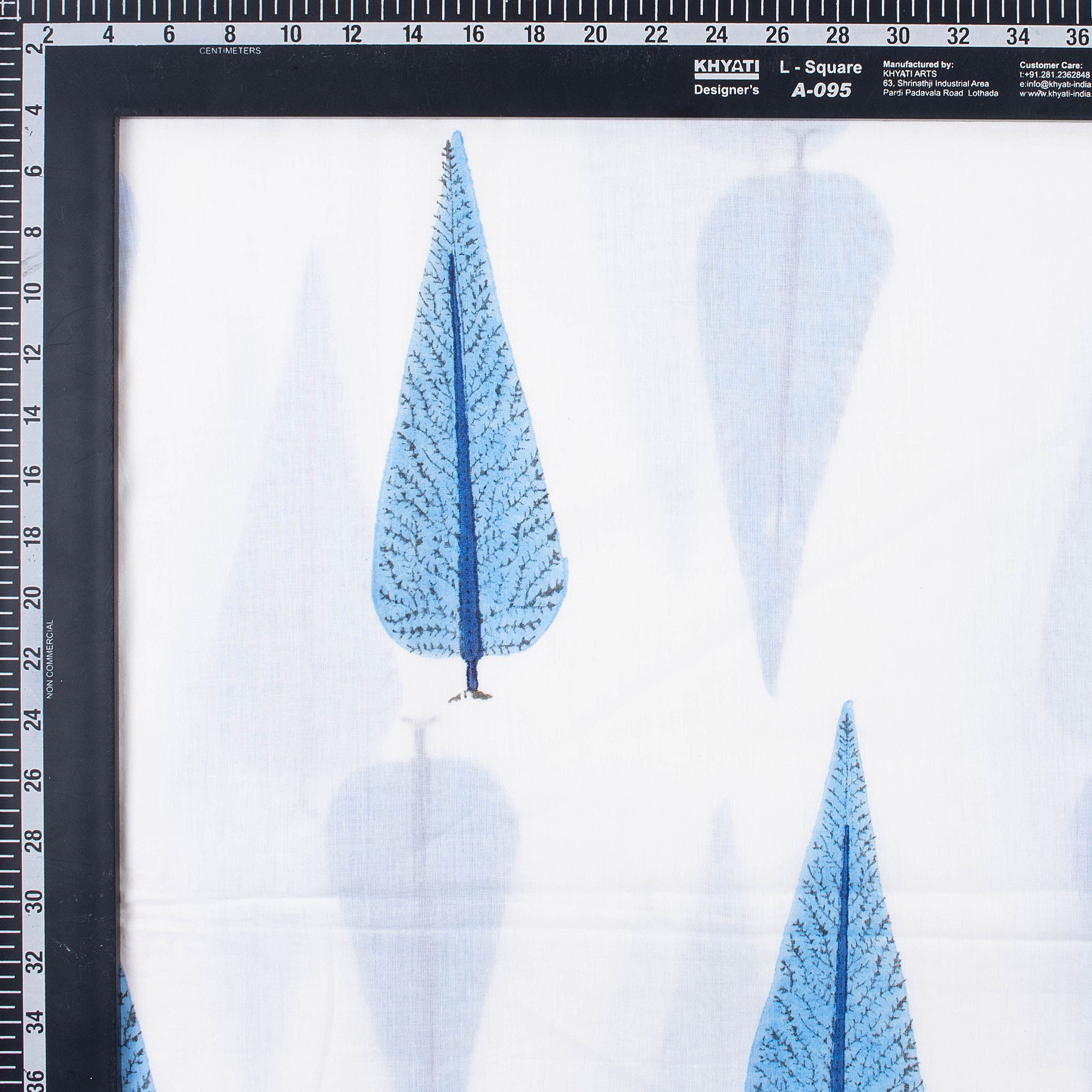 Modern Blue Leaf Soft Cotton Hand Block Printed Fabric