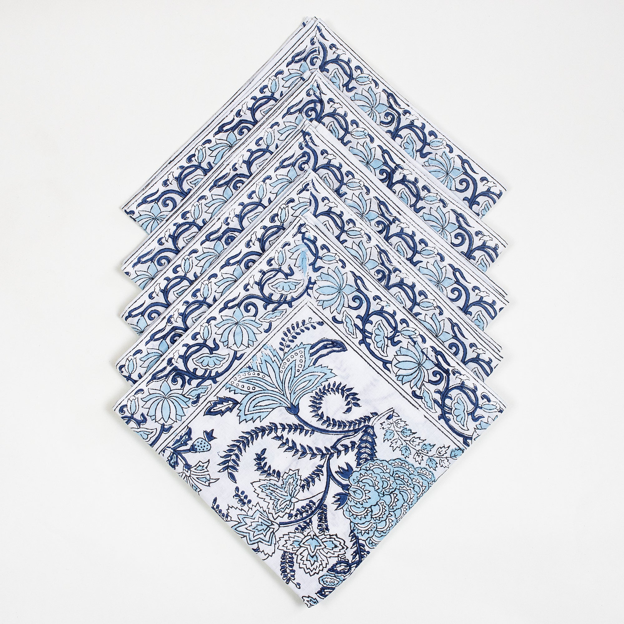 Modern Handmade Block Printed Border Napkin