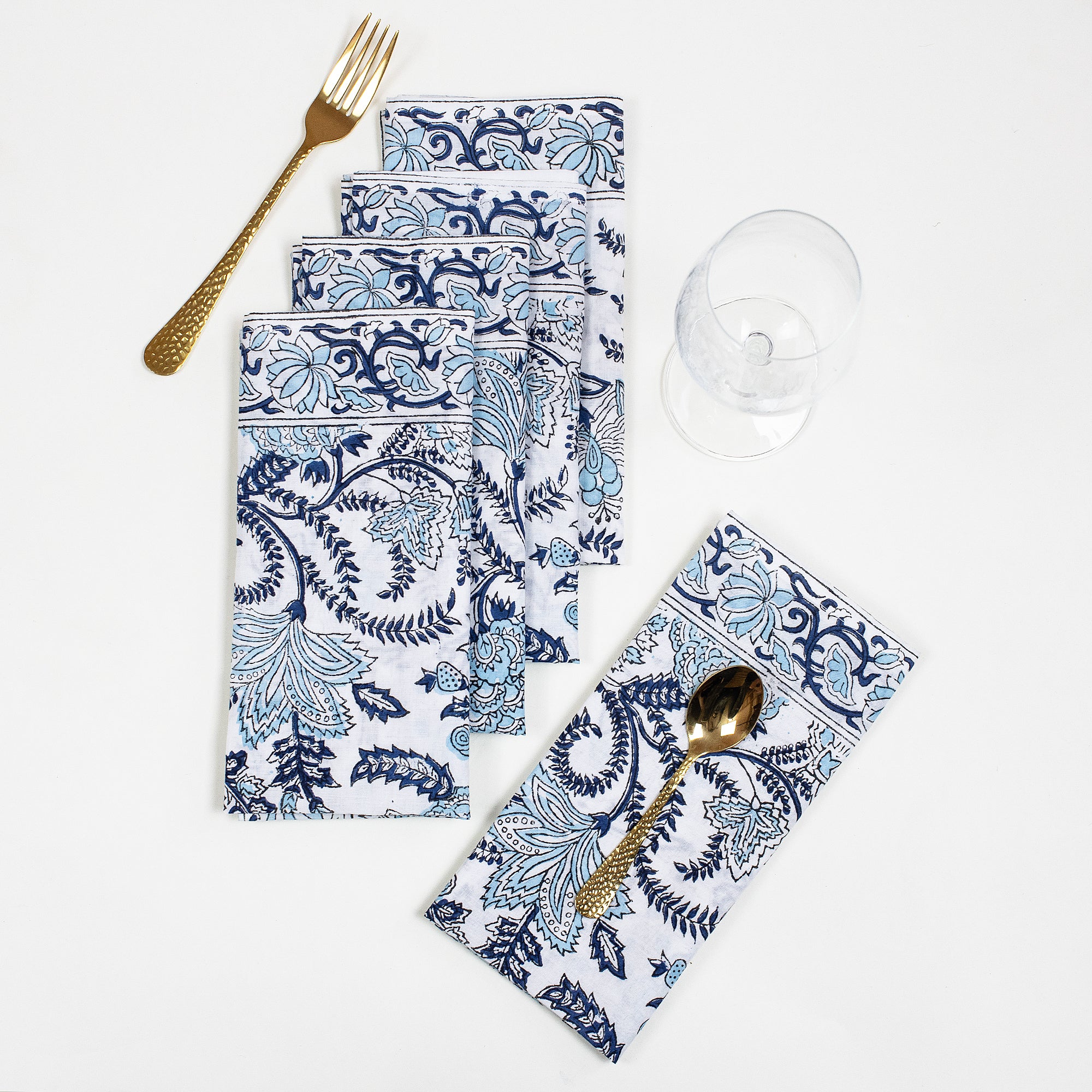 Modern Handmade Block Printed Border Napkin