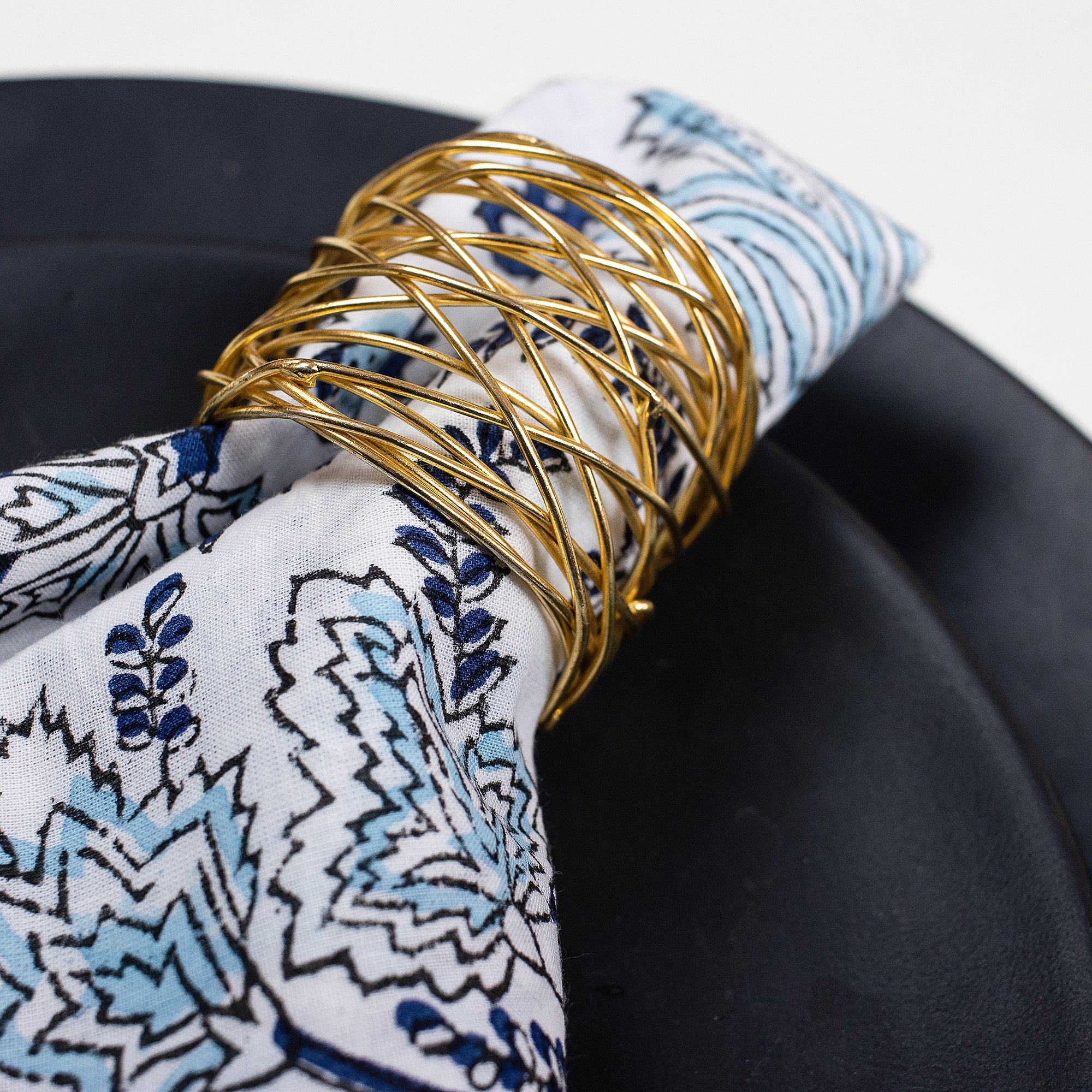 Modern Handmade Block Printed Border Napkin