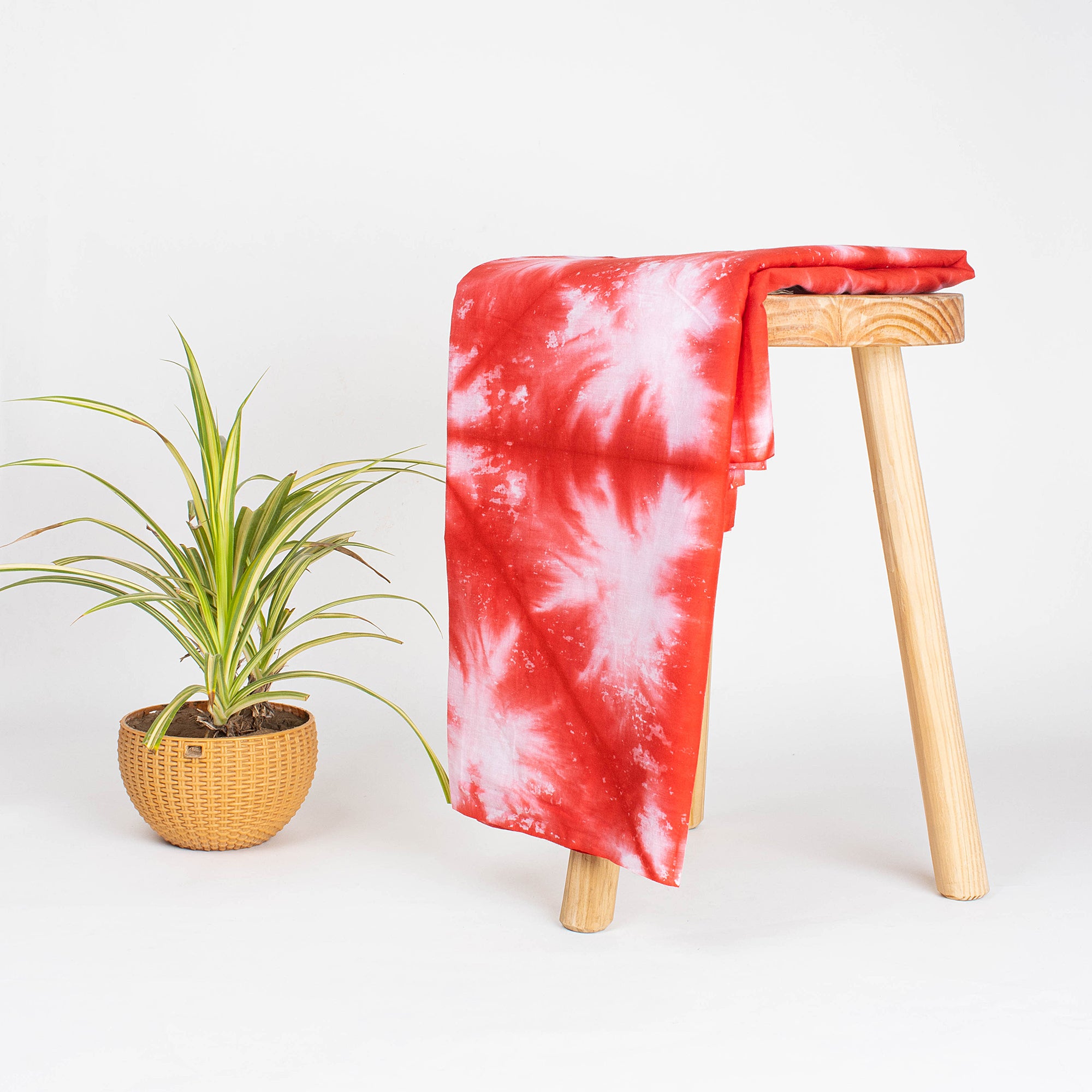 Modern Handmade Orange Cotton Tie Dye Shibori Fabric