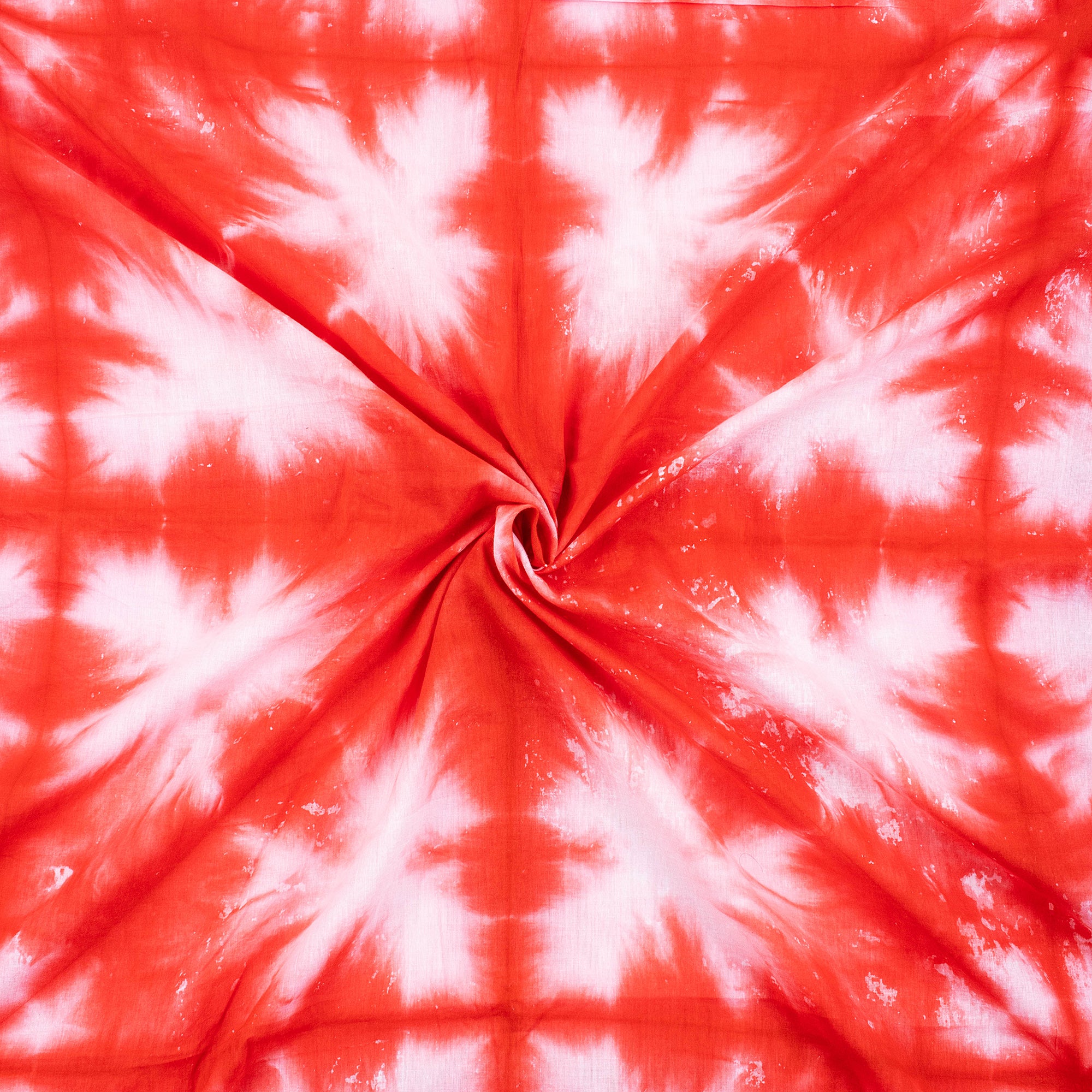 Modern Handmade Orange Cotton Tie Dye Shibori Fabric