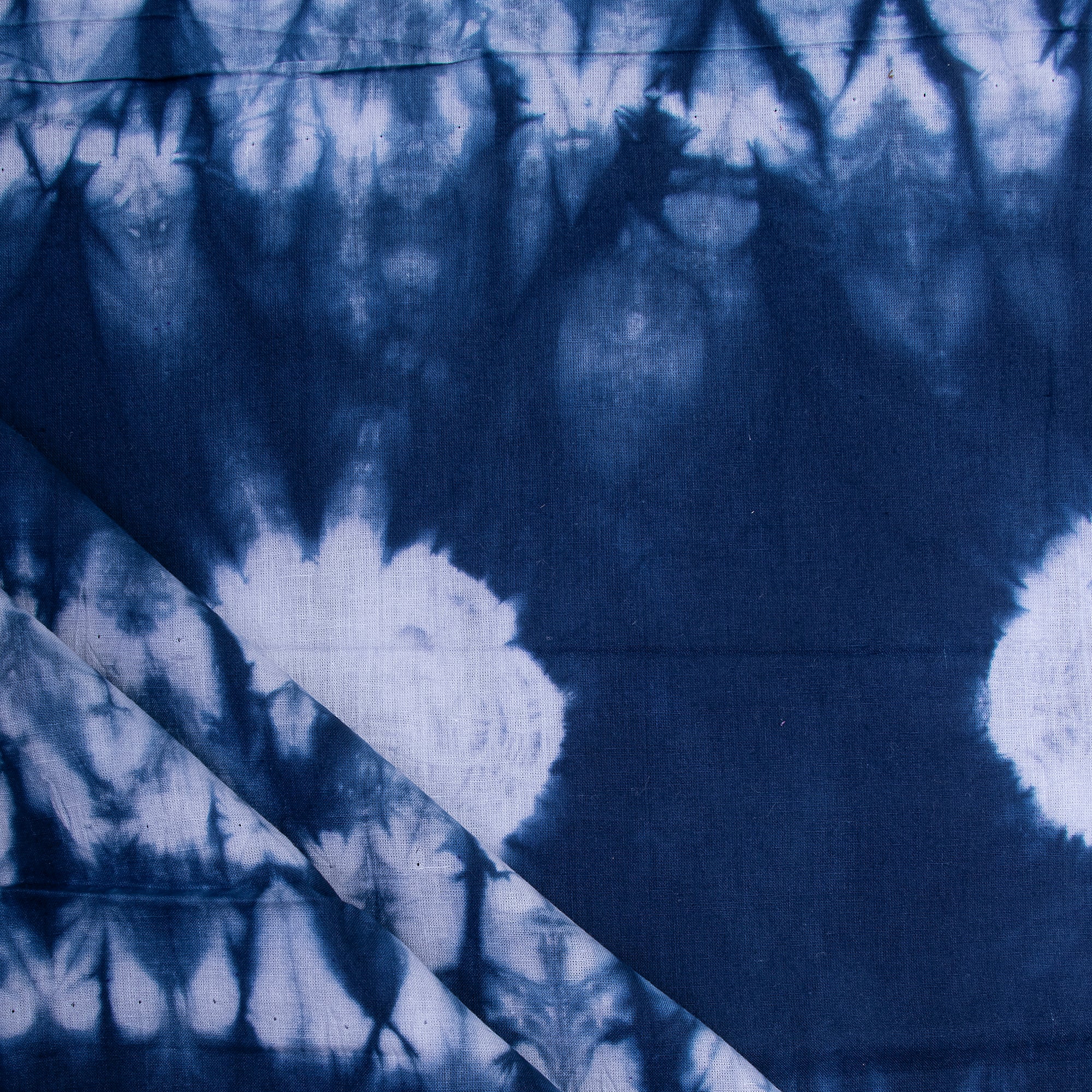 Modern Indian Hand Dyed Shibori Blue Fabric