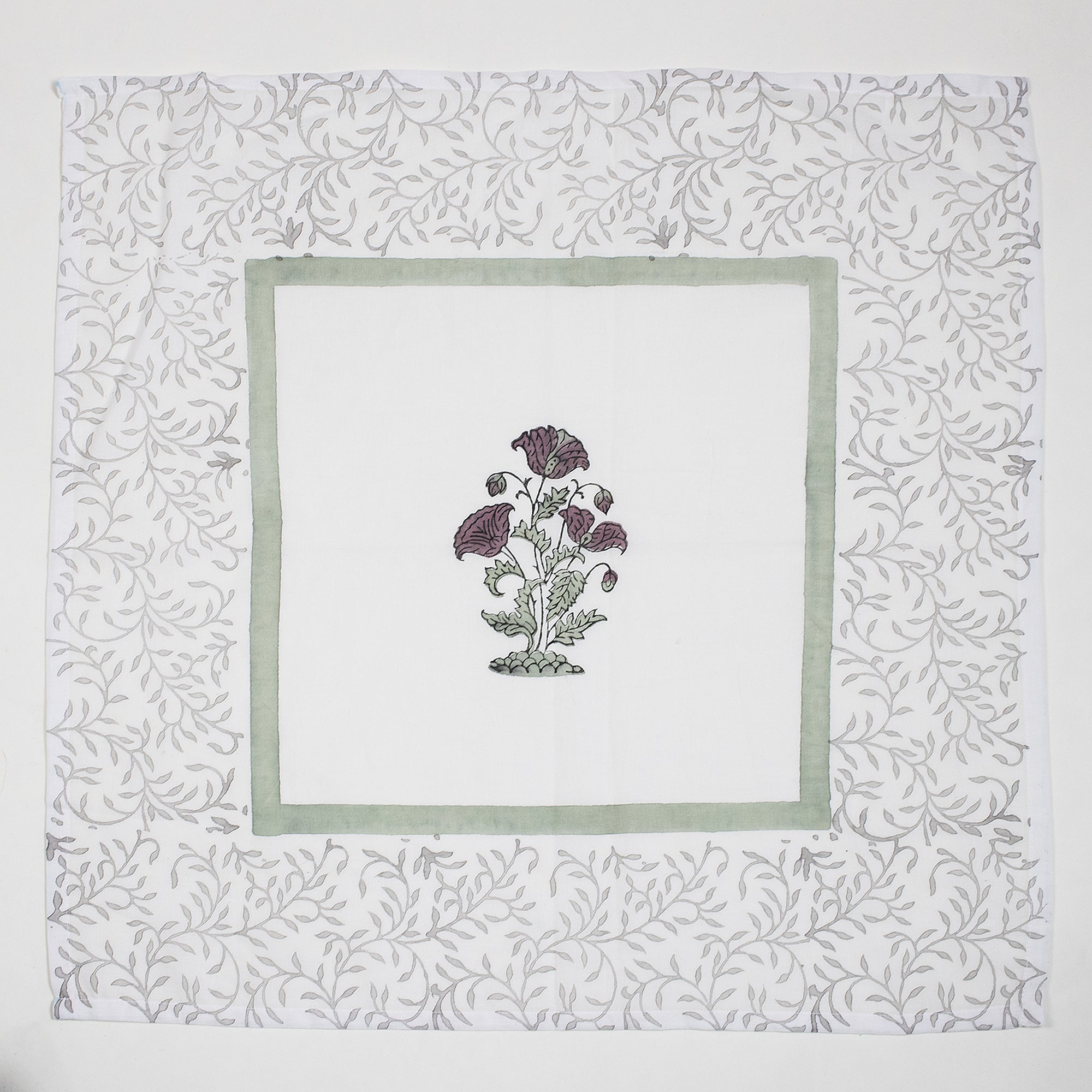 Modern Red Floral Hand Block Printed Cotton Napkin Cloth