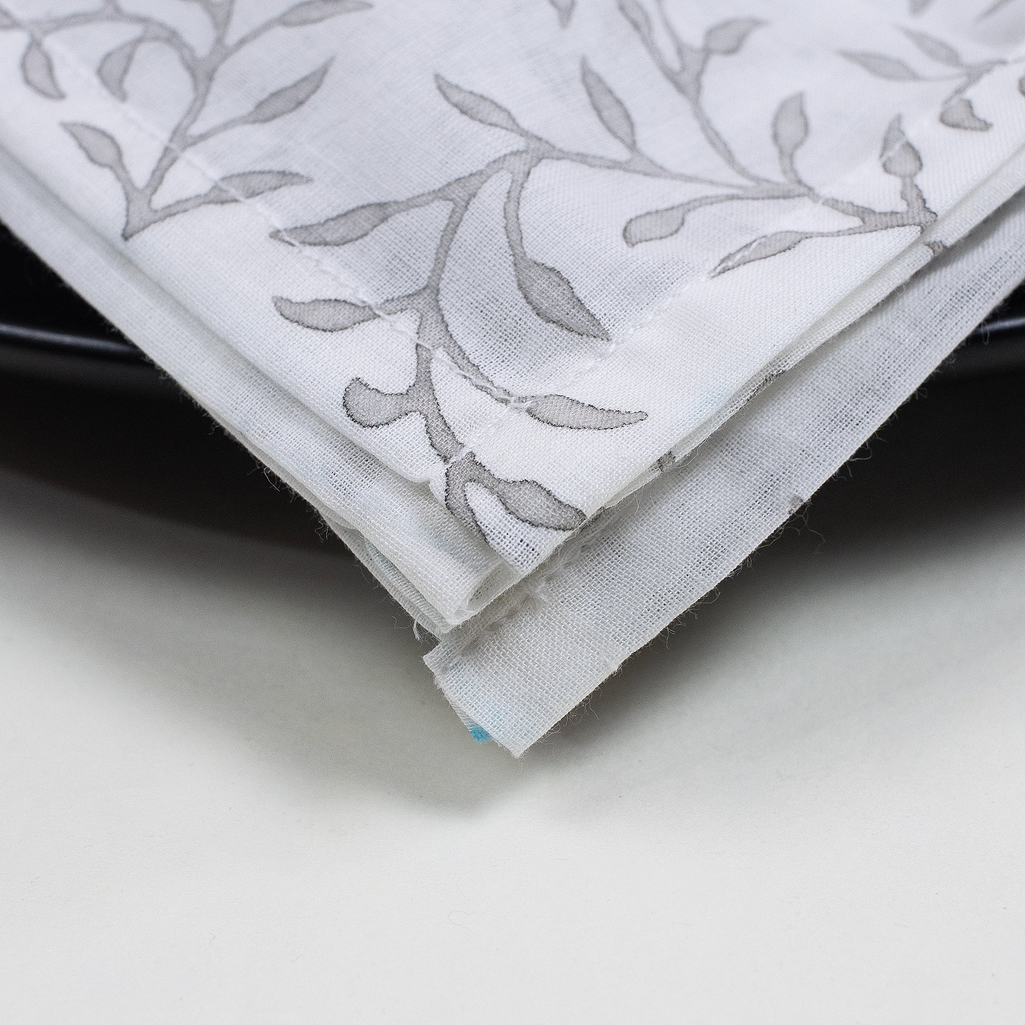 Modern Red Floral Hand Block Printed Cotton Napkin Cloth