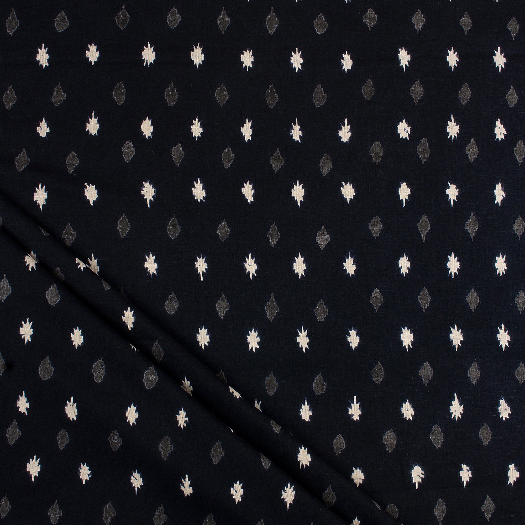 Monochrome Mud Hand Block Printed Cotton Fabric