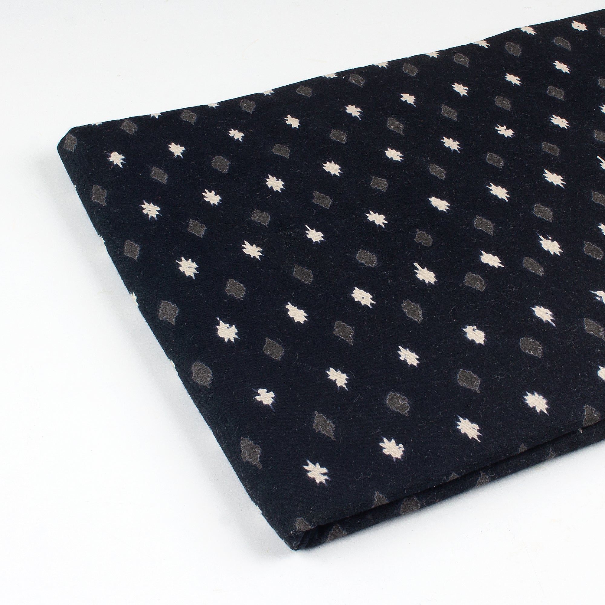 Monochrome Mud Hand Block Printed Cotton Fabric