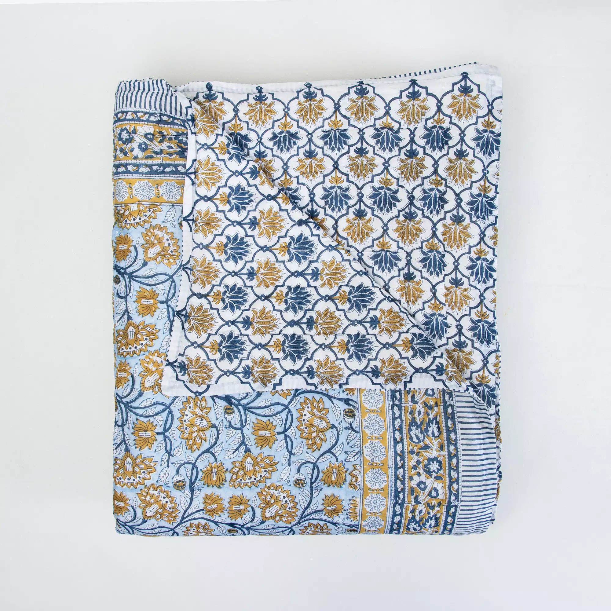 Multi Floral Reversible Hand Block Printed Cotton Jaipuri Razai
