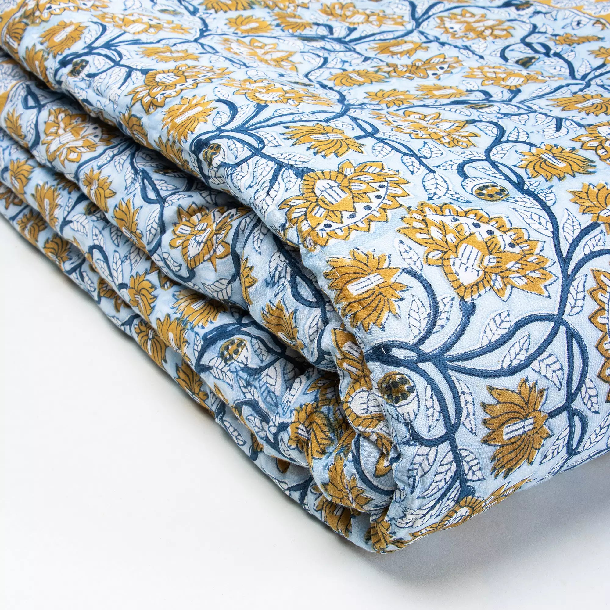 Multi Floral Reversible Hand Block Printed Cotton Jaipuri Razai