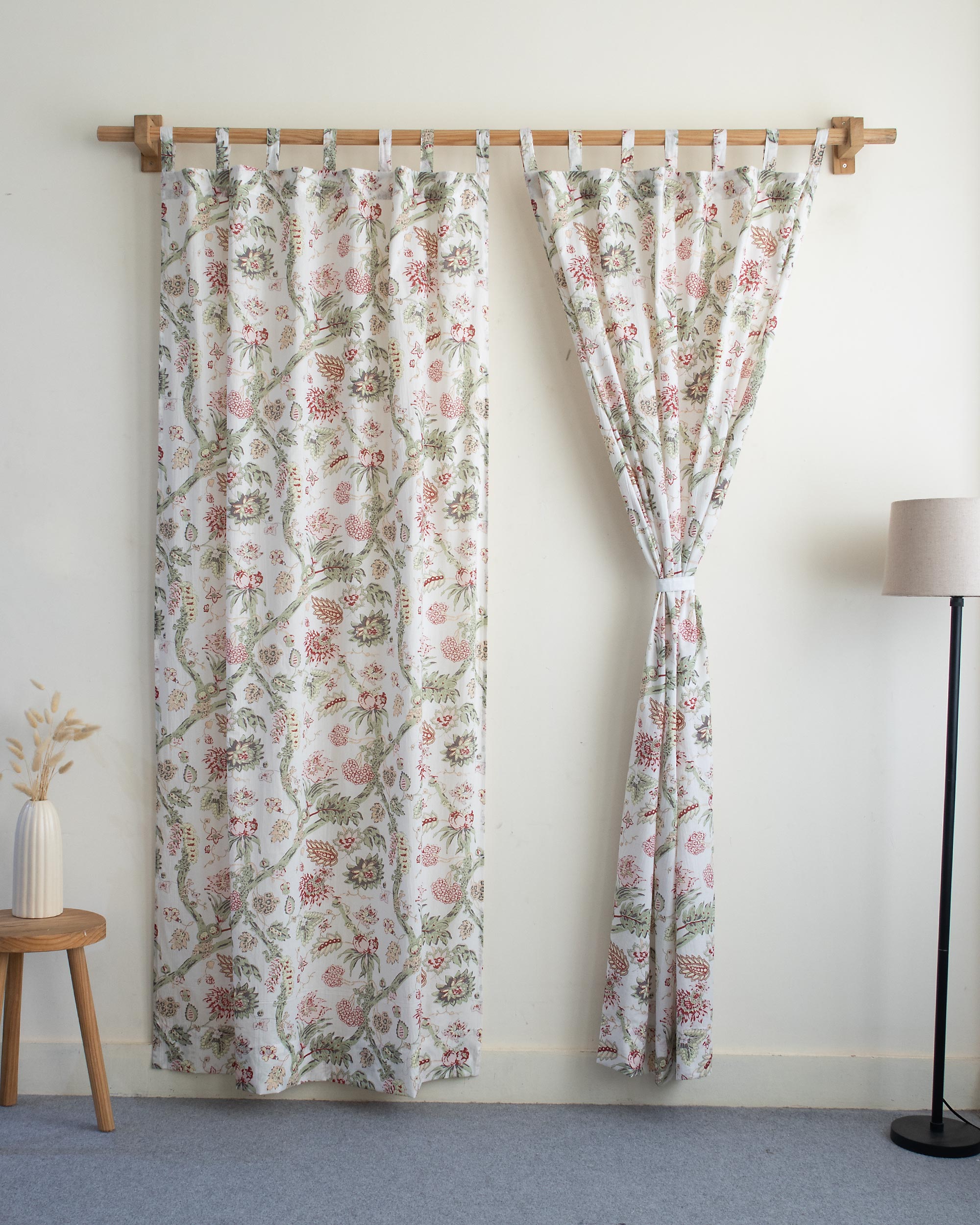 Multicolor Floral Block Printed Drapes for Living Room