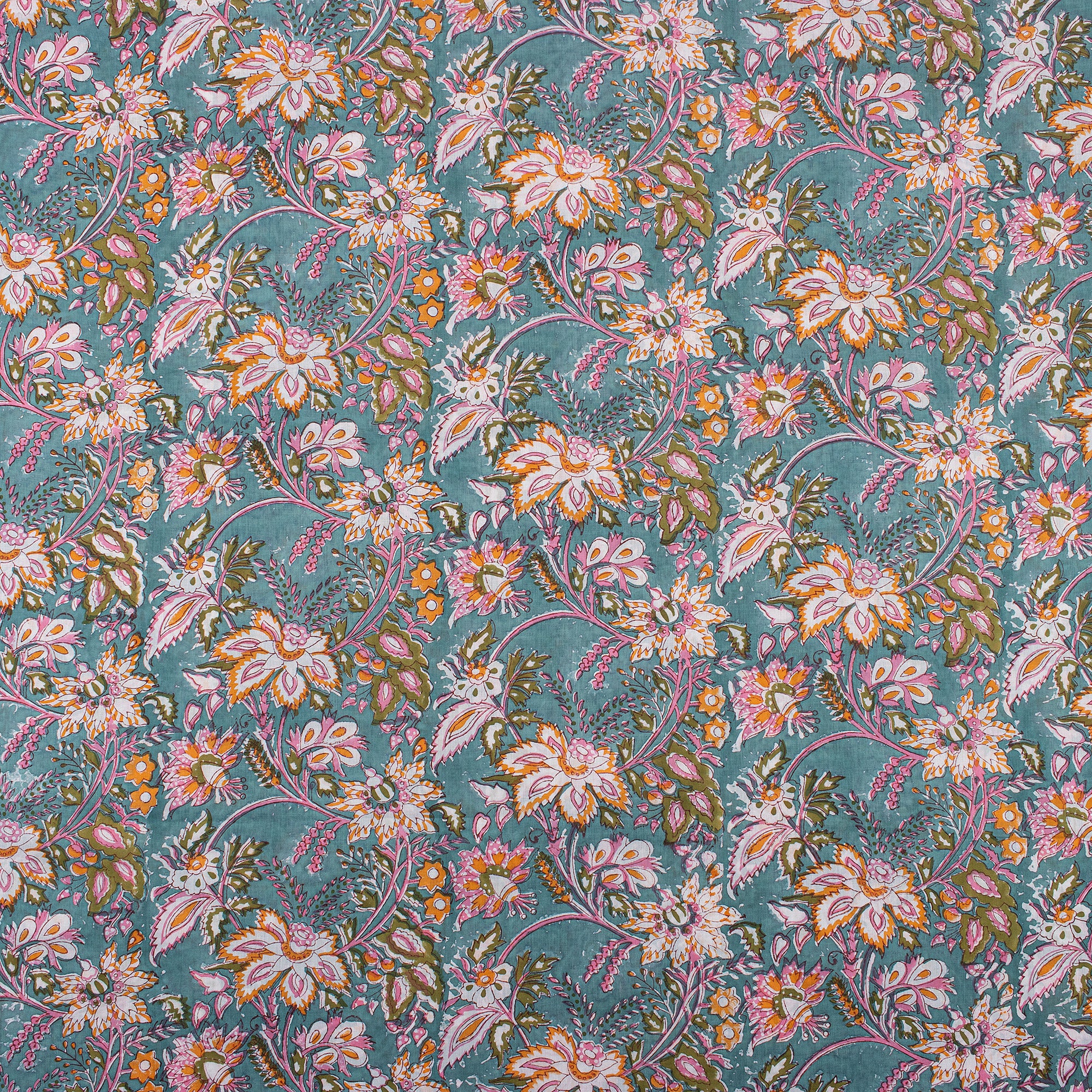 Multicolor Floral Indian Block Print Fabric