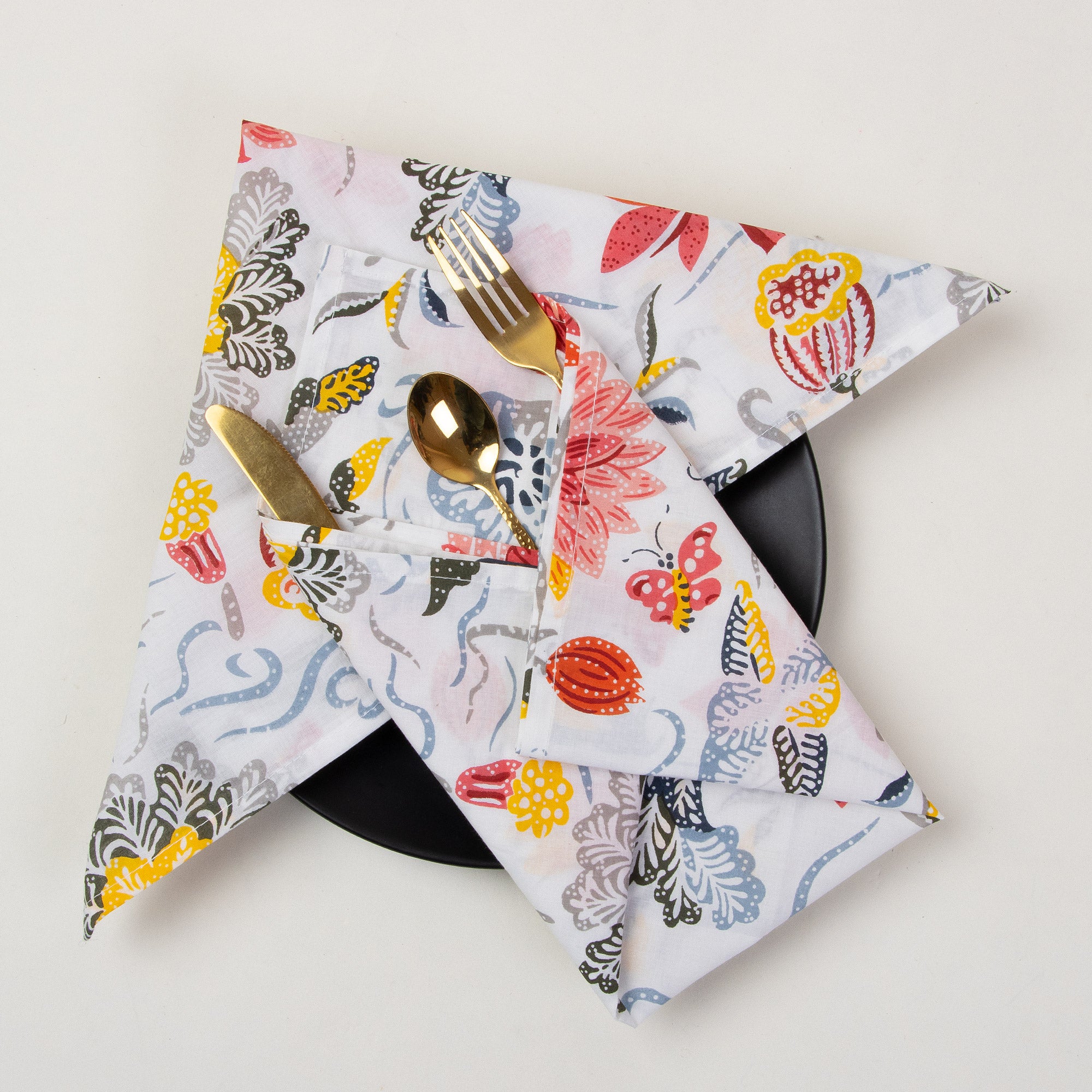 Multicolor Floral Indian Pure Cotton Printed Table Napkin Cloth