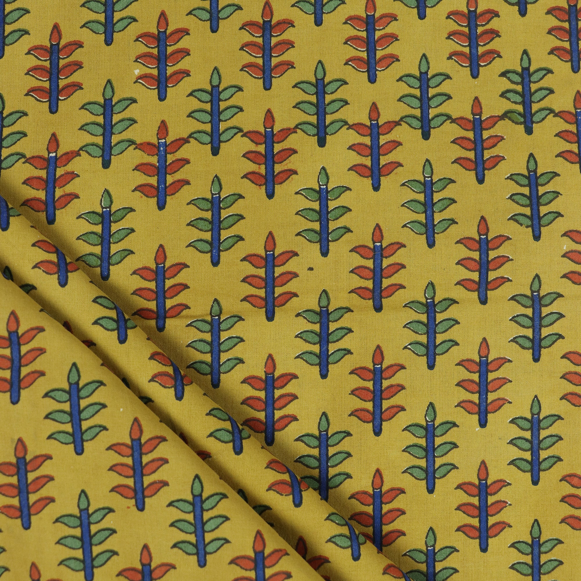 Multicolor Leaf Yellow Dabu Fabric