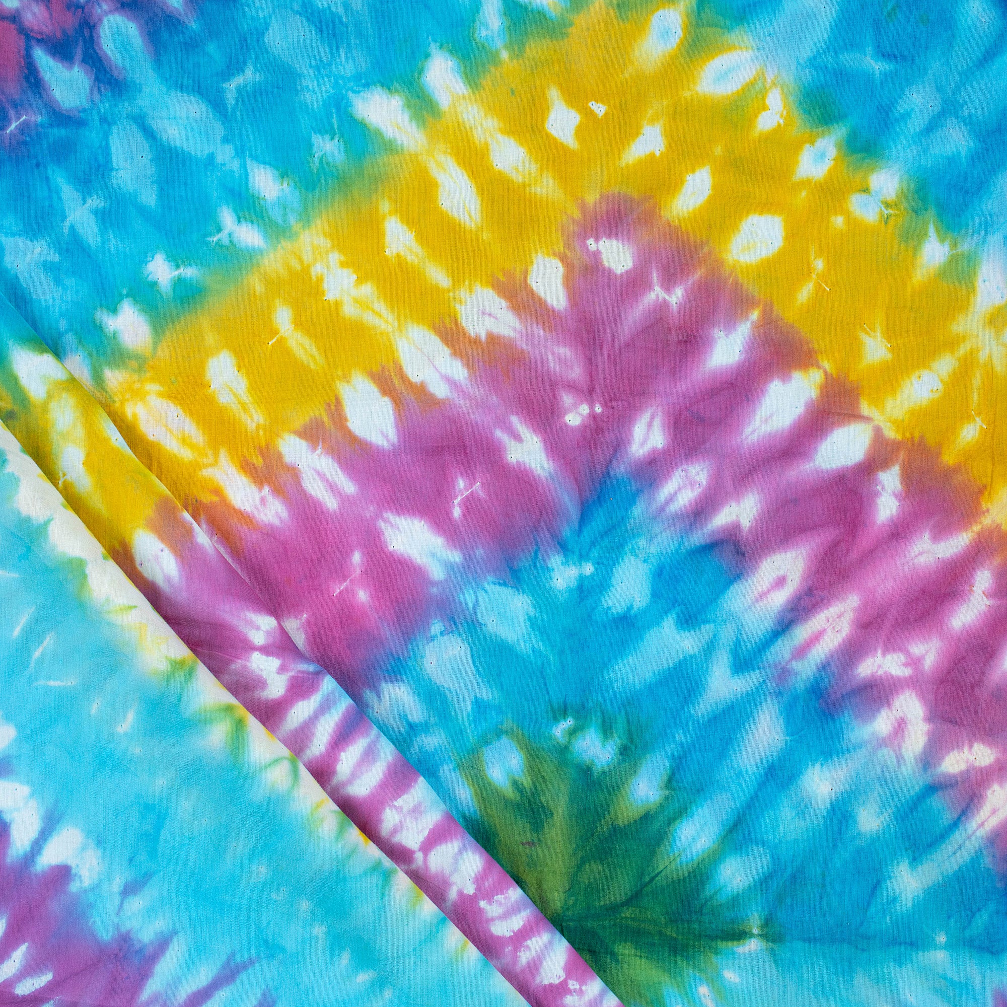 Multicolor Shibori Tie Dye Fabric - Natural Cotton