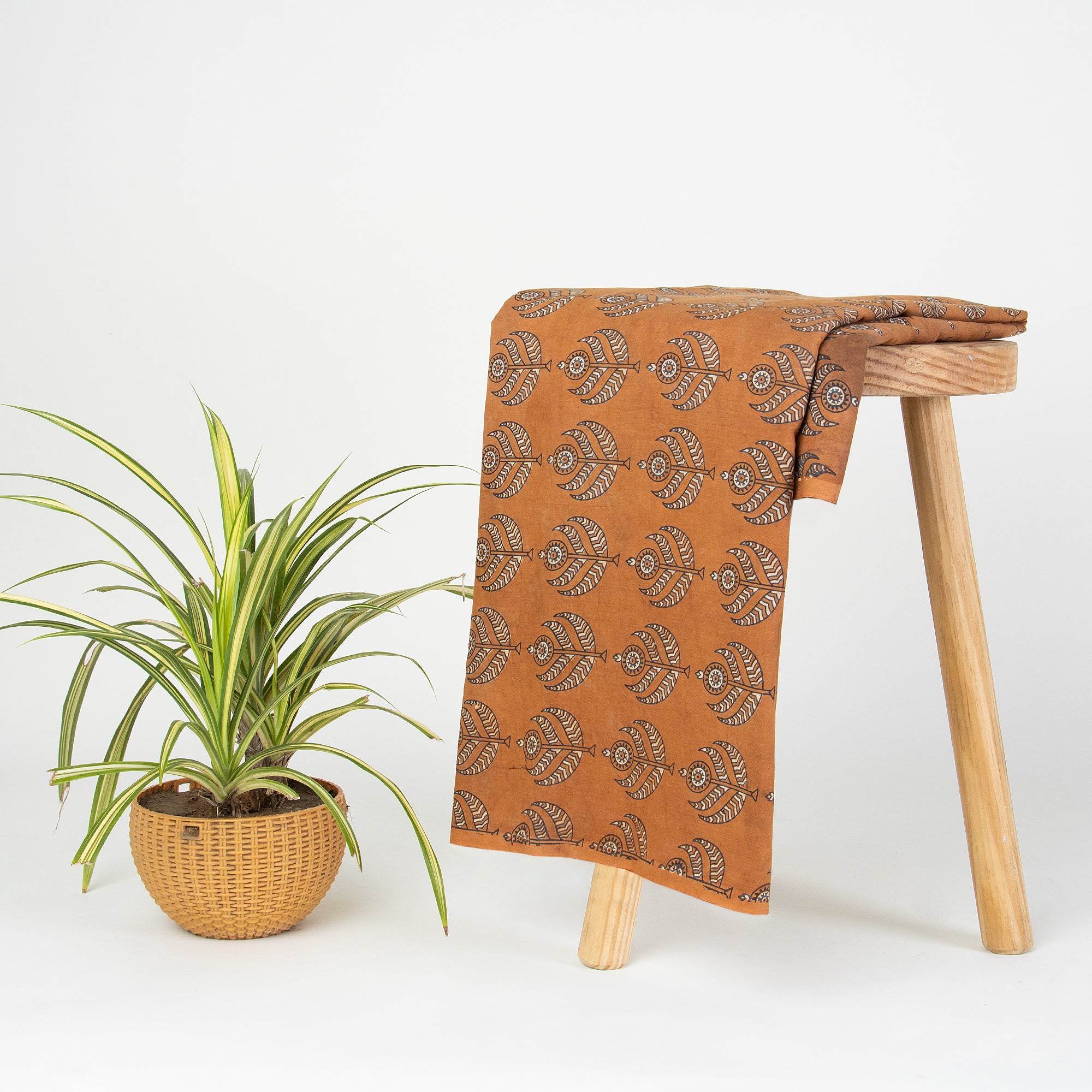 Mustard Yellow Hand Block Print 100% Cotton Fabric