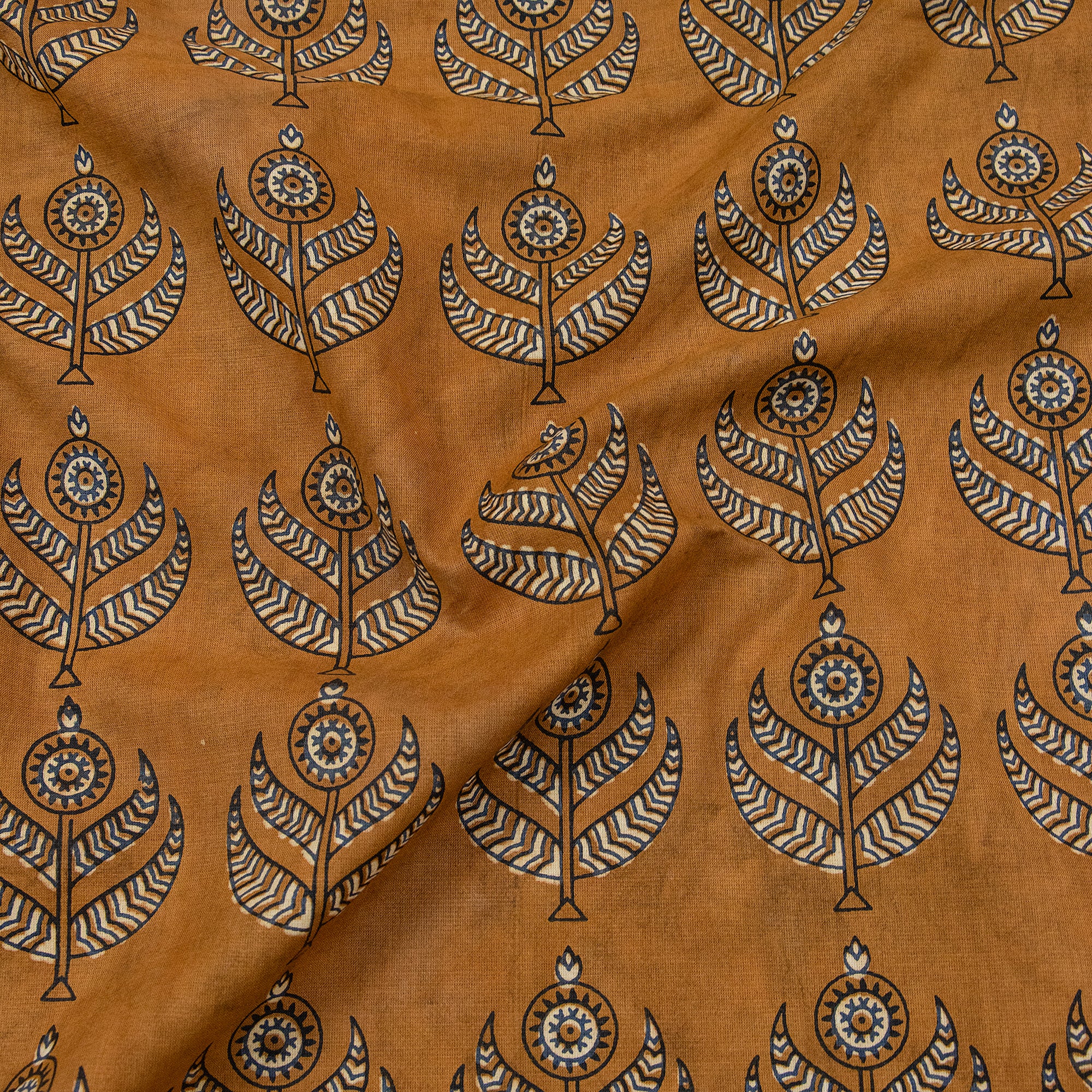 Mustard Yellow Hand Block Print 100% Cotton Fabric