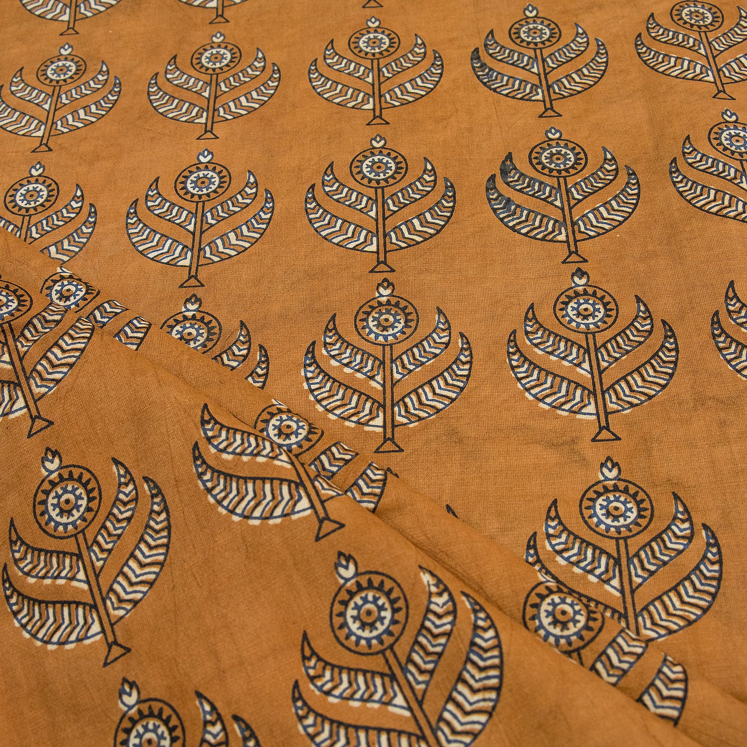 Mustard Yellow Hand Block Print 100% Cotton Fabric